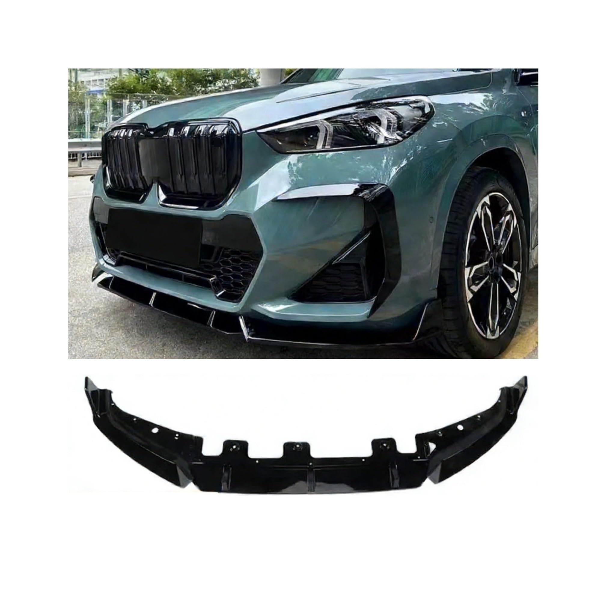 Front Bumper Lip Spoiler Splitter Compatible for BMW X1 U11 iX1 M Sport 2022 2023 2024 2025 2026 ABS Tuning Body Kit(Gloss Black)