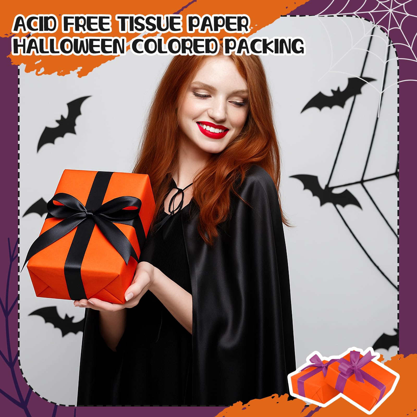 Qilery 500 fogli di carta velina colorata per Halloween, 38 x 50 cm, senza acidi, carta regalo per feste, compleanni, decorazioni per feste, matrimoni, baby shower