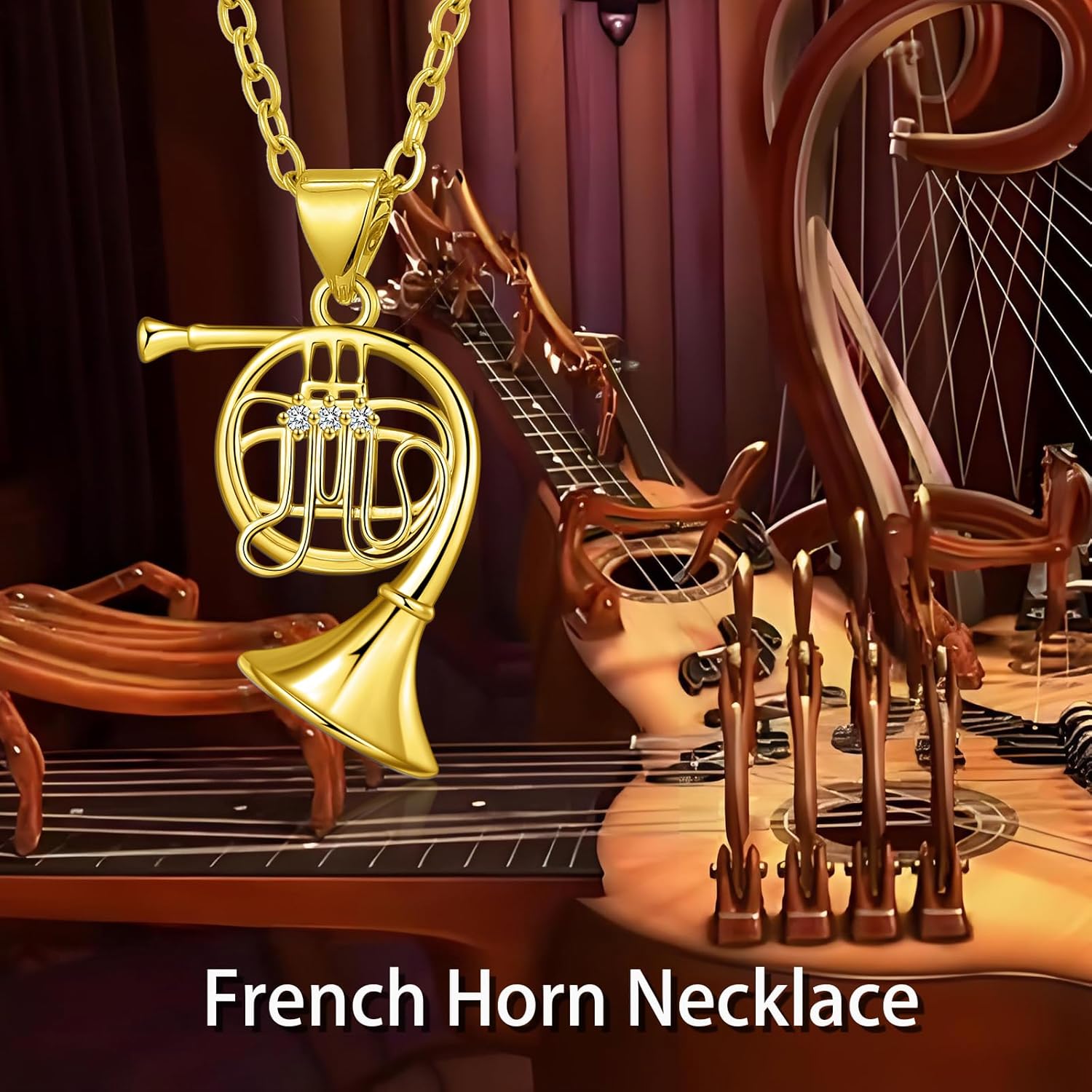 Silver/Gold Plated French Horn Necklace French Horn Music Jewelry Gifts for Women