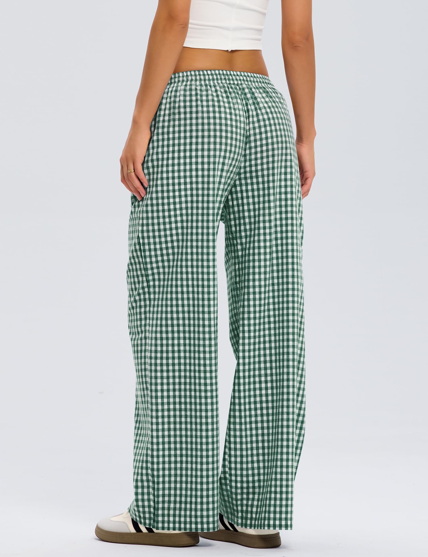 Rapbin Pantaloni pigiama da donna a righe a quadretti casual loungewear estate 2026 gamba larga pantaloni Y2k con tasca