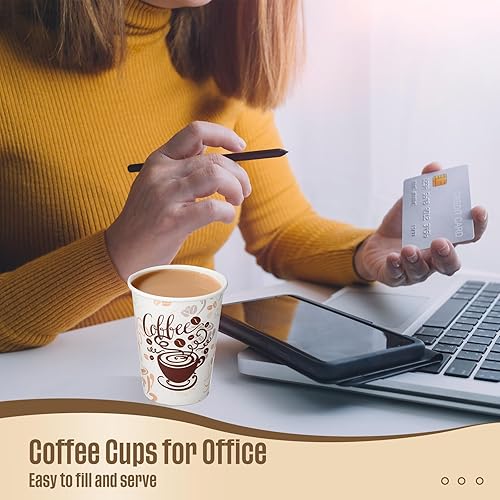 Miniatura 5 de Gerrii Paquete de 500 tazas de café desechables, tazas de café de papel para bebidas calientesfrías para uso diario, fiestas, picnic, cafetería,