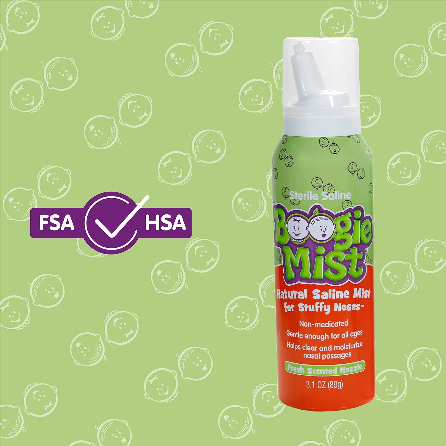 Baby Saline Nasal Spray by Boogie Mist, Allergy Relief, Nasal Decongestant, Made with Saline