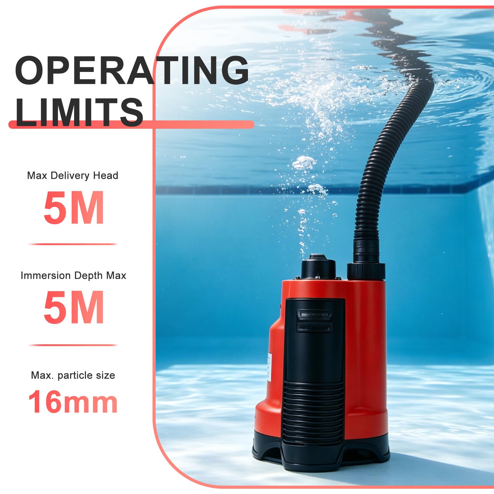 CPROSP 400W Pompe d’évacuation Submersible 7500L/H, pour Eaux Claires/Usées