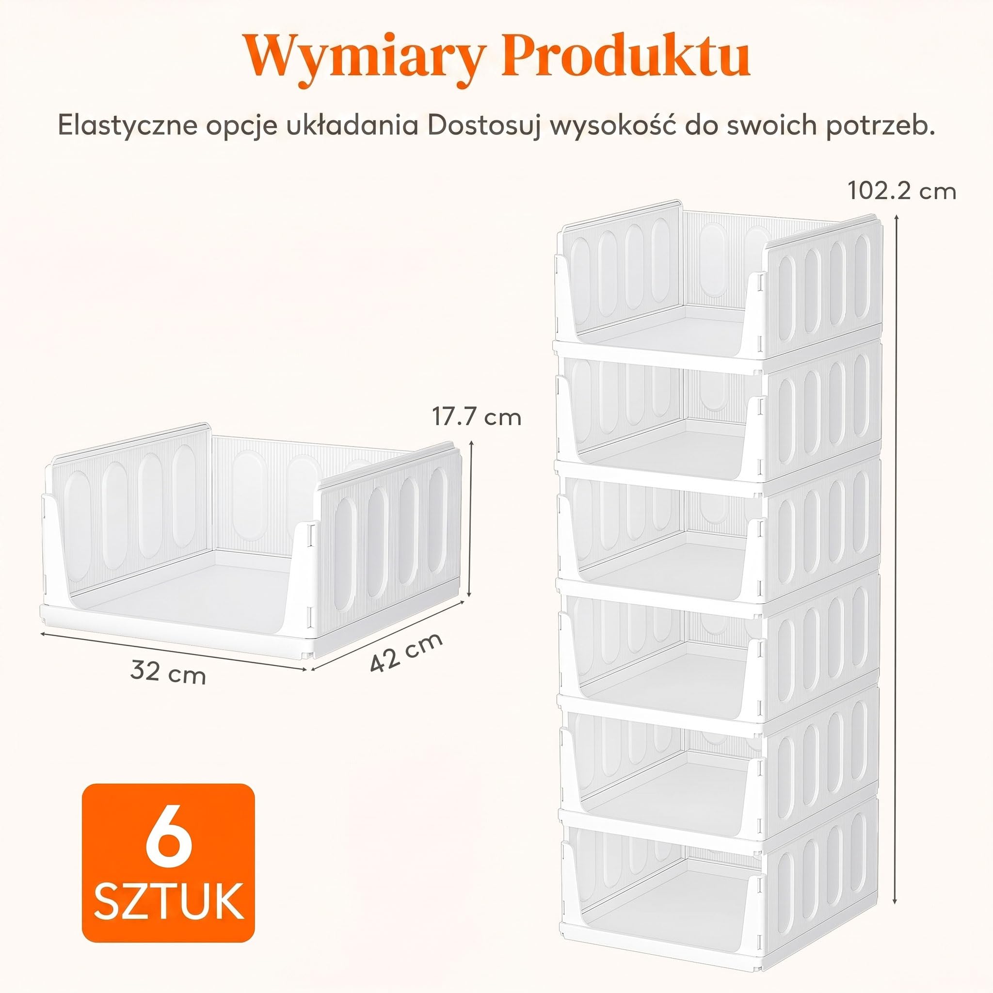 Lifewit Organizer do Szafy, Pojemniki na Ubrania Można Ustawiać Jeden na Drugim, Wysuwane Szafki do Łazienki i Kuchni, System Przechowywania Wielofunkcyjny, Camping, 6-Częściowy