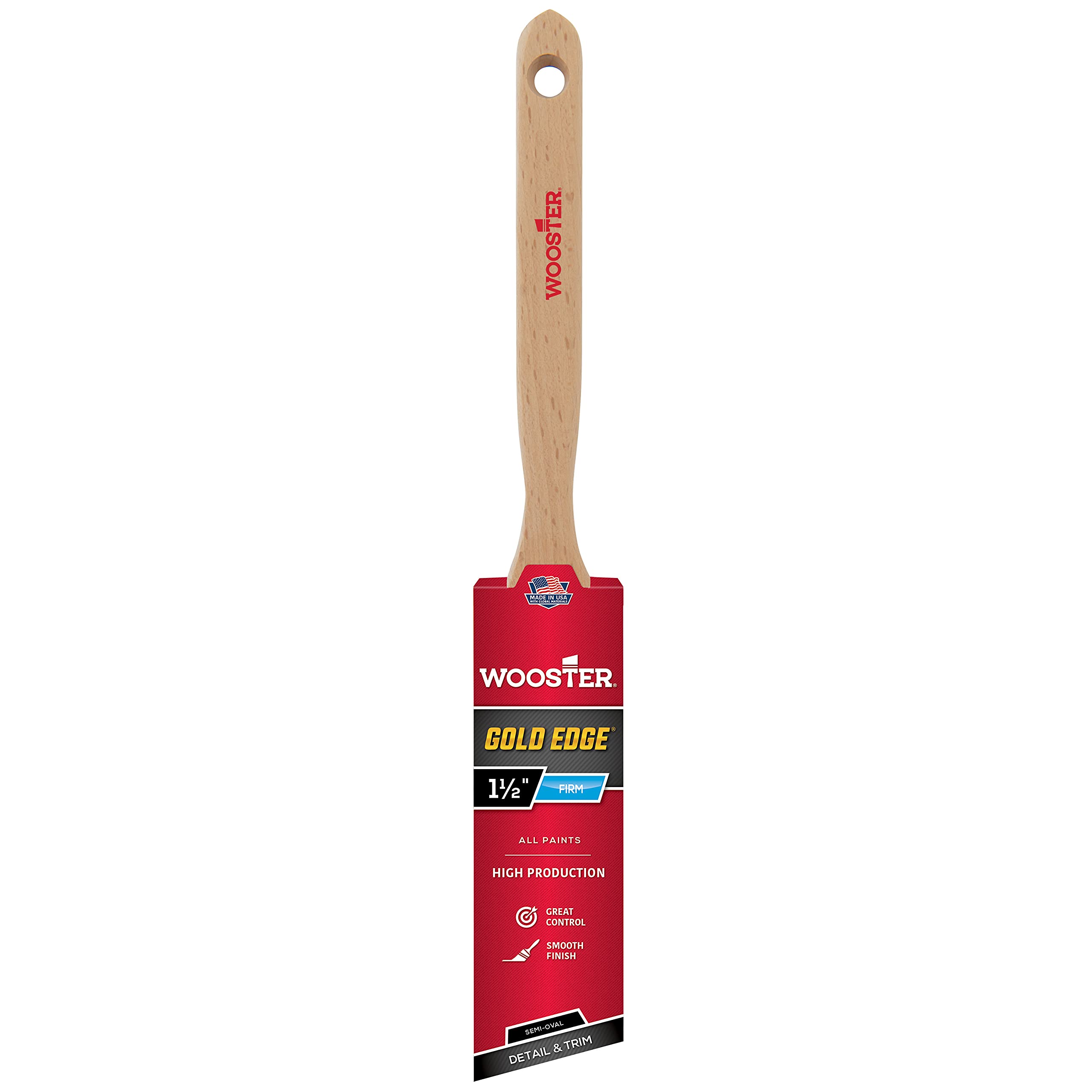 Wooster Brush Gold,White 5236-1.5 Gold Edge Semioval Angle Sash Paintbrush, 1.5-Inch Size