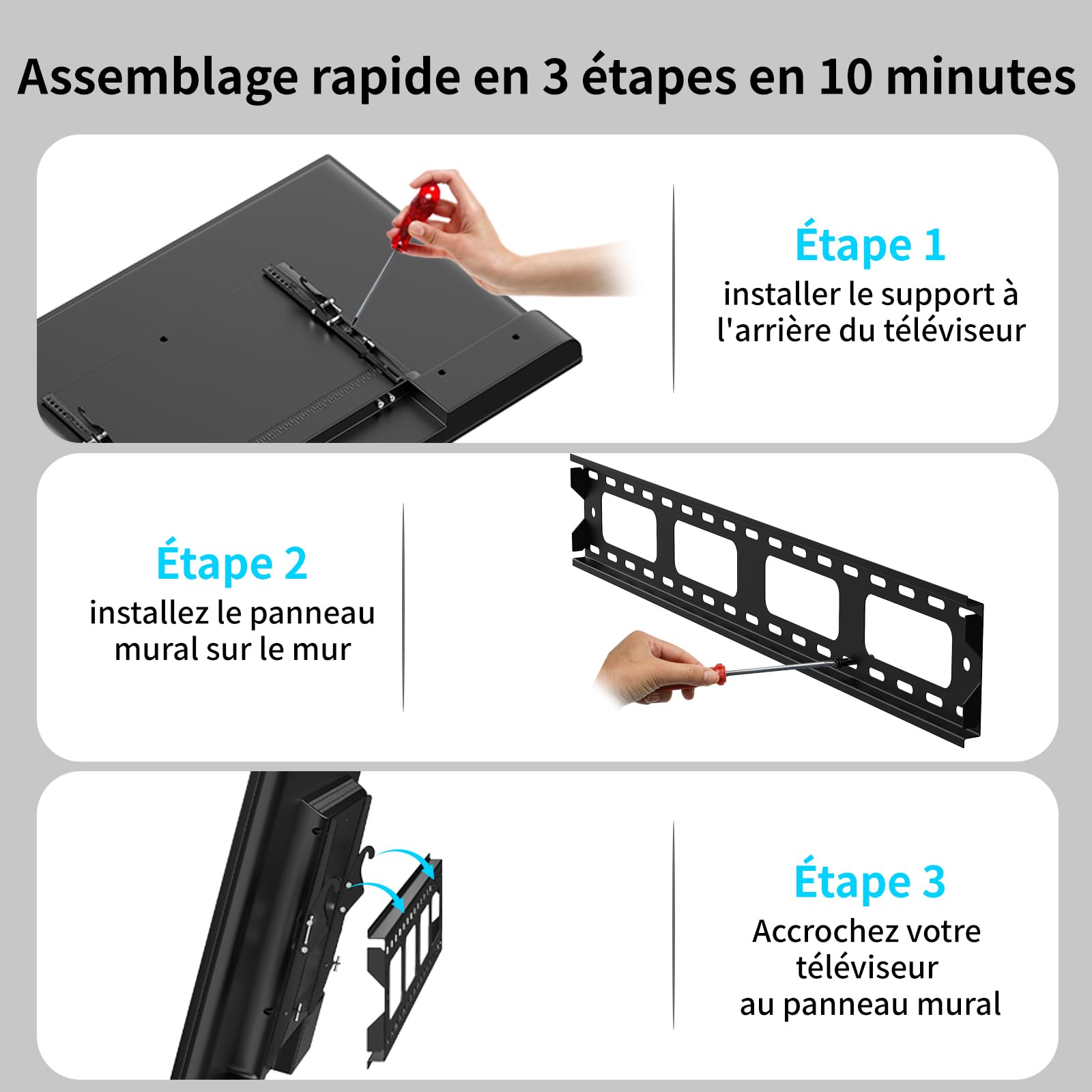 Support Mural TV pour téléviseurs de 42-70 Pouces Jusqu'à 60 kg