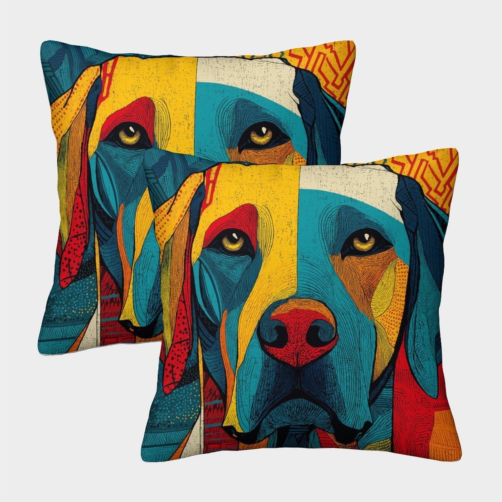 kaiyun 2 Pack 3D Dog Portrait Theme Square Cushion Cover Decoration Pillow Cover Suitable for Home Sofa Bedroom Living Room 45x45cm