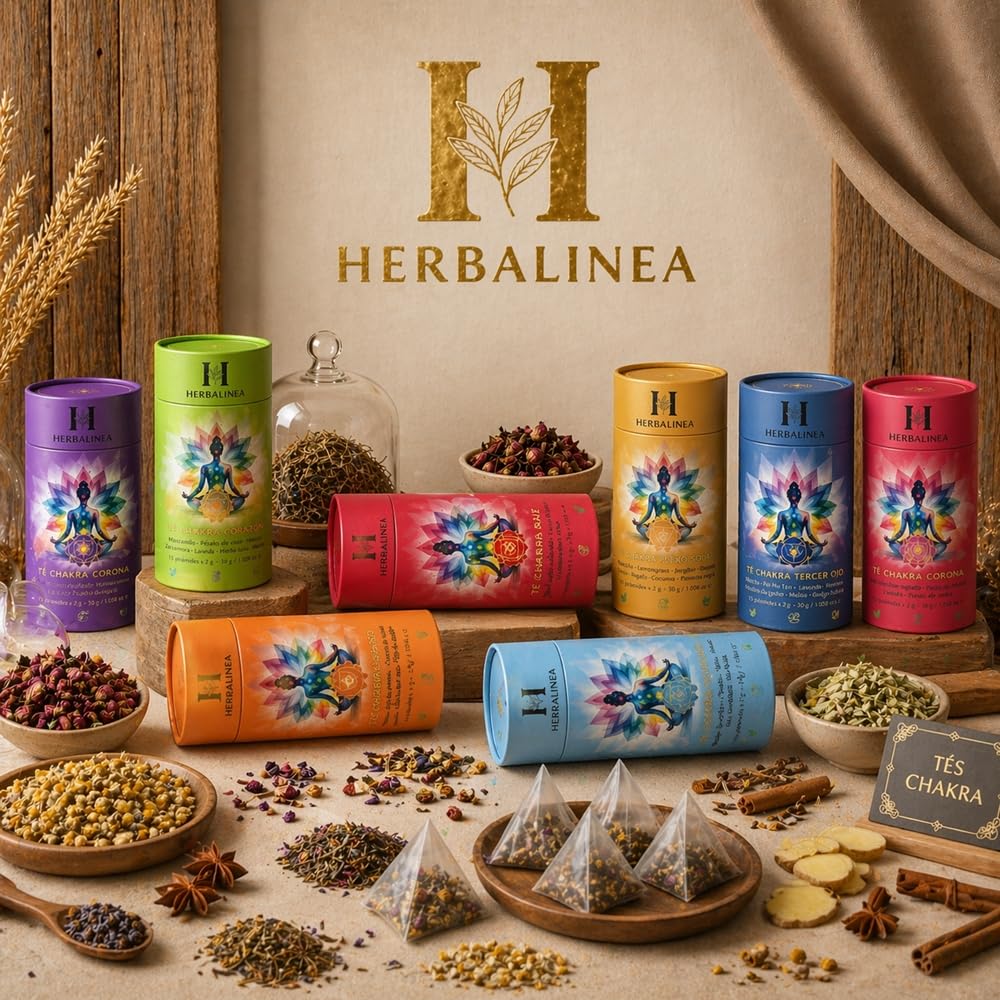 HERBALINEA Ritual Completo 7 Chakras – Pack Premium 7 Infusiones Ecológicas en Pirámides (15 por Chakra) | Incluye Pulsera y Pergamino Ritual | Bienestar Espiritual y Regalo Original