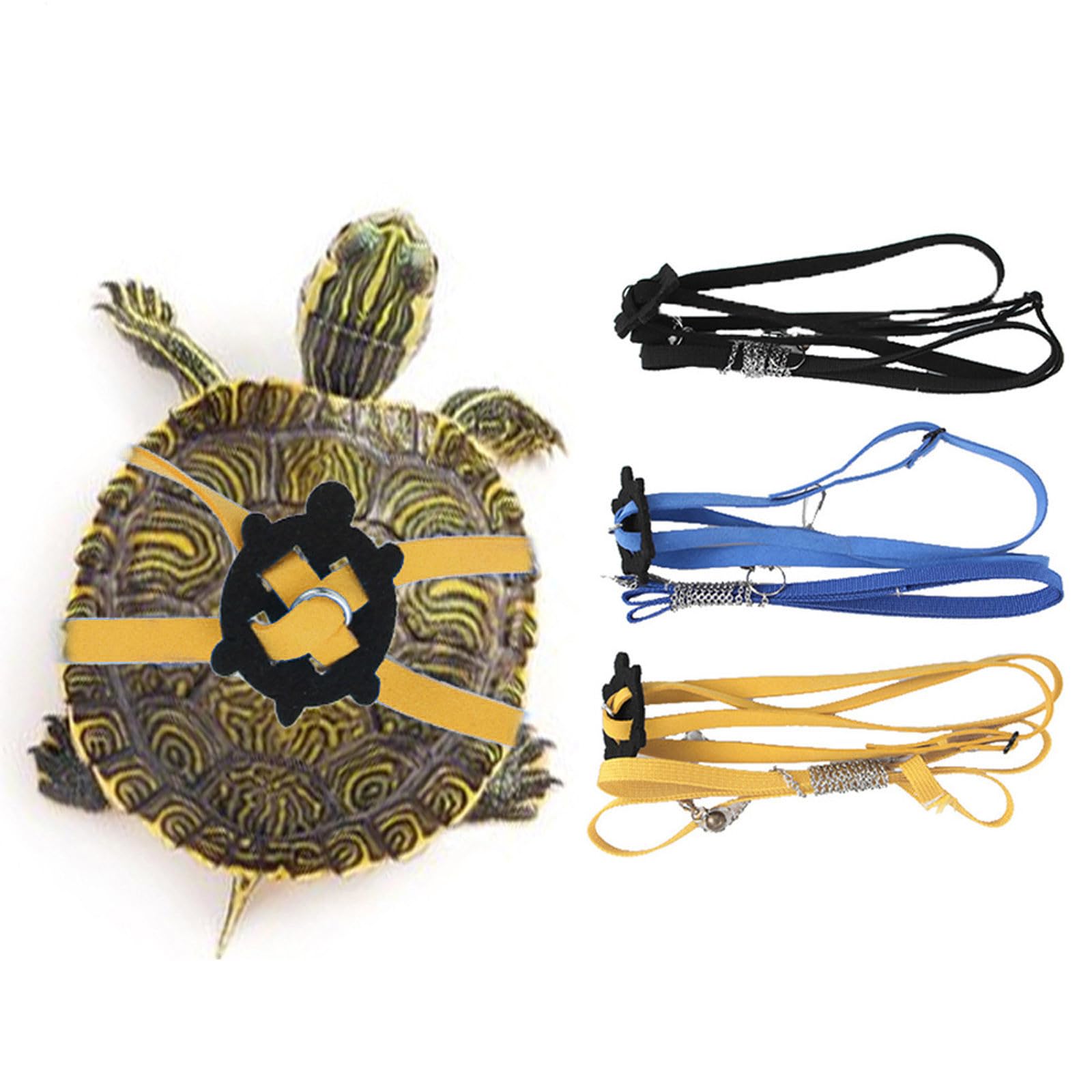 Dempiire Traffic Leash Poop Turtle Leash and Harness Pet Tortoise Leash Walking Rope for Turtle Supplies Dog Leash Metal (Yellow, One Size)