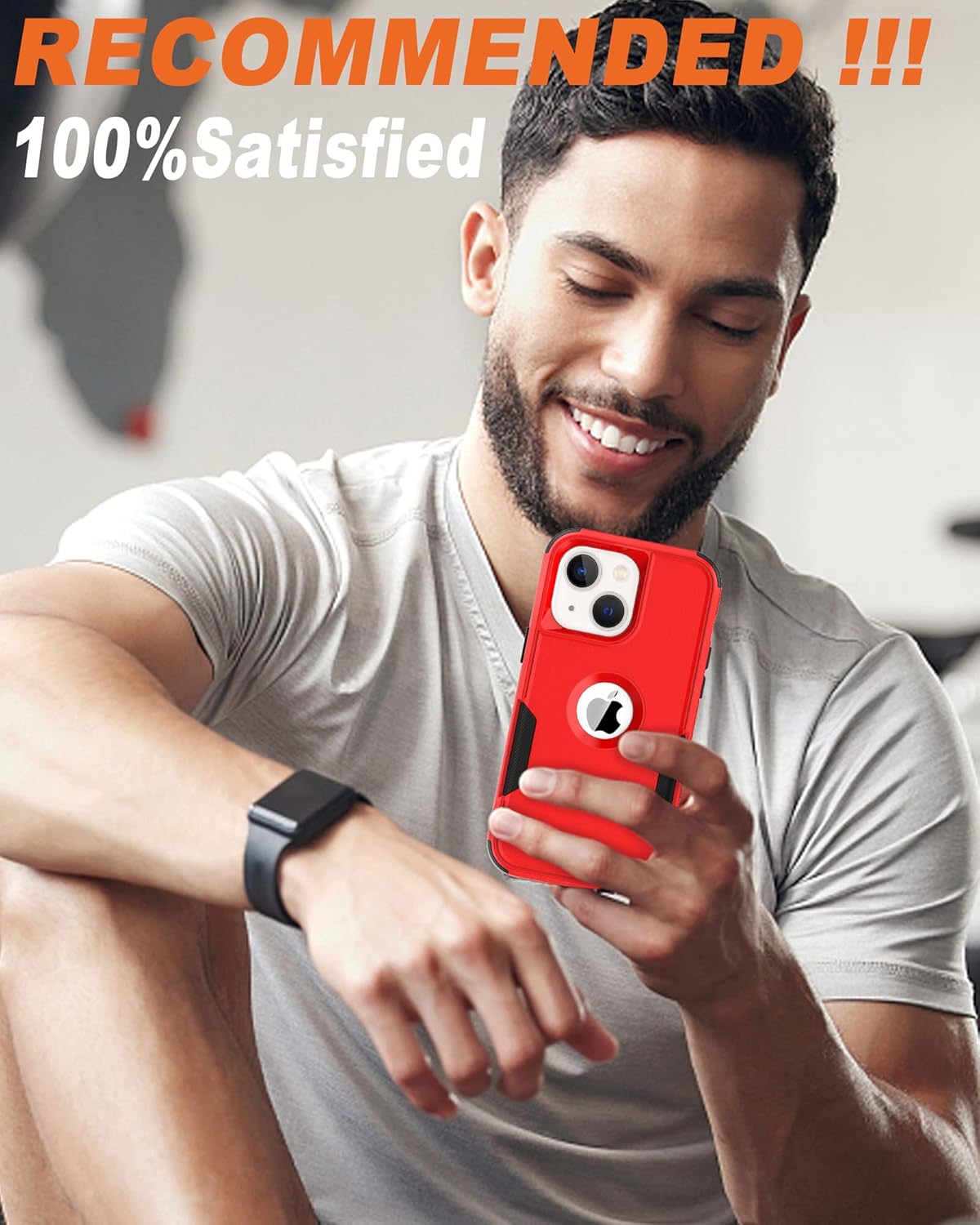 Defender Case for iPhone 14 with Holster Belt Clip: [2pcs Screen Protectors + Camera Lens Protector] Heavy Duty Protective Shockproof Rugged Hard Phone Cover for Men, Red