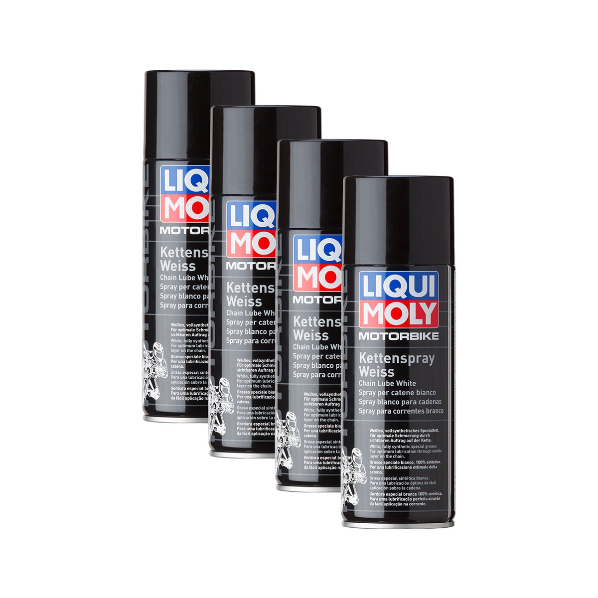 4 x Liqui Moly 1591 Motor Bike Cadena Spray Color Blanco Lubricación 400 ml