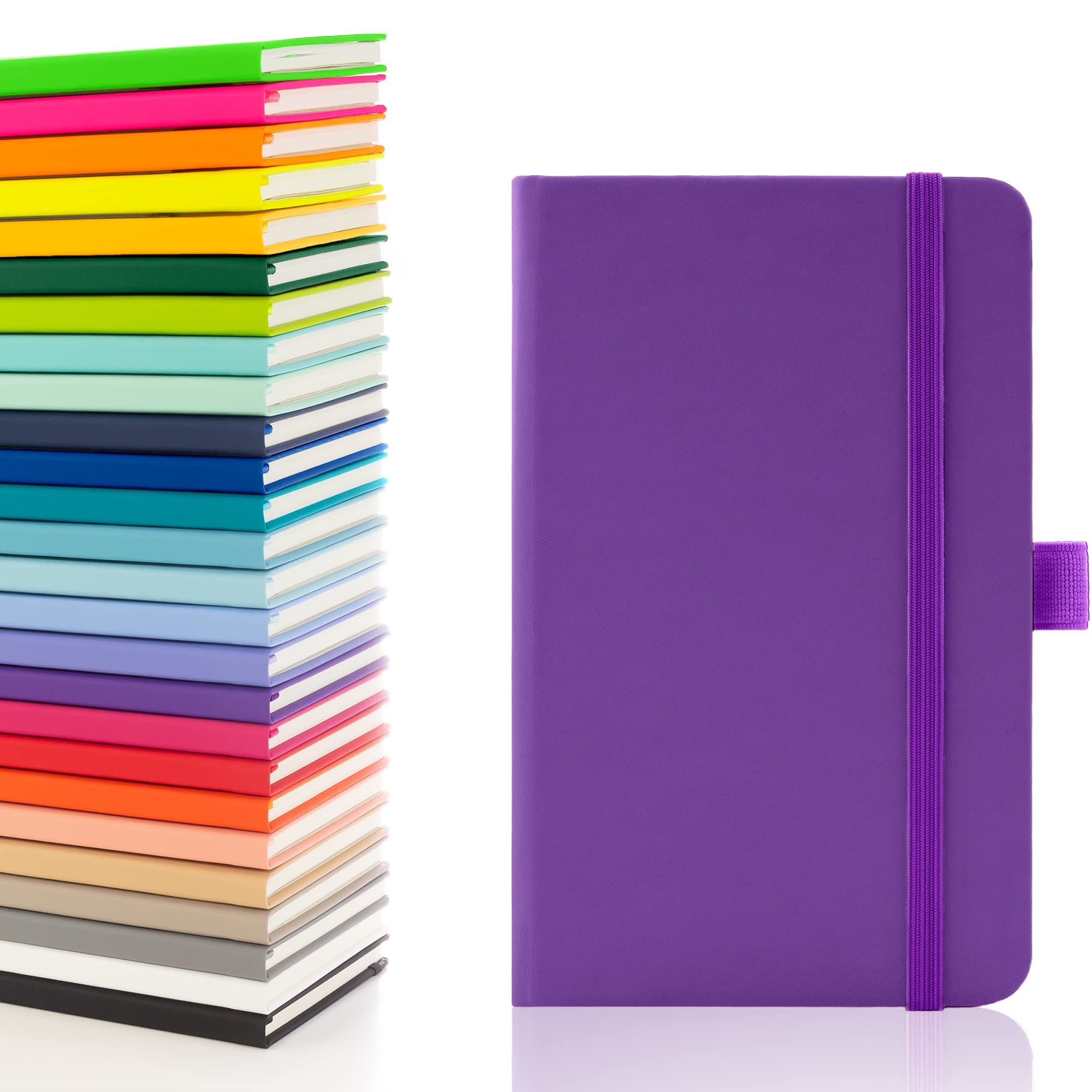Notes London Eco A6 Notebook with Lined Pages, Pen Loop, Ribbon, Date Marks and Paper Pocket, Pocket Hardback Journal, Note