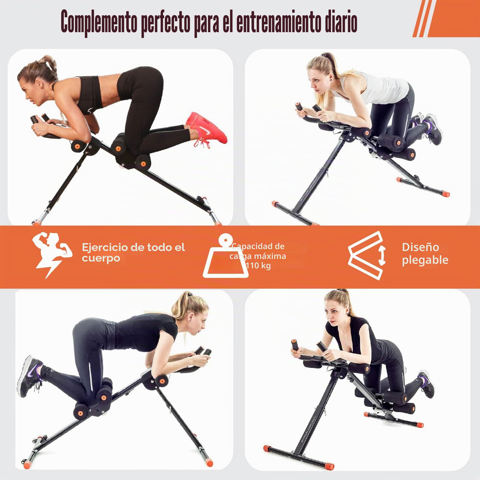 Dispositivo para Abdomen TechFit Plegable, Dispositivo de Modelador Abdomen Vertical 5 Minutos, Equipo de Fitness Vertical, Apoyo Firme para Abdomen, Dispositivo para la Talla, Plataforma de Resistencia