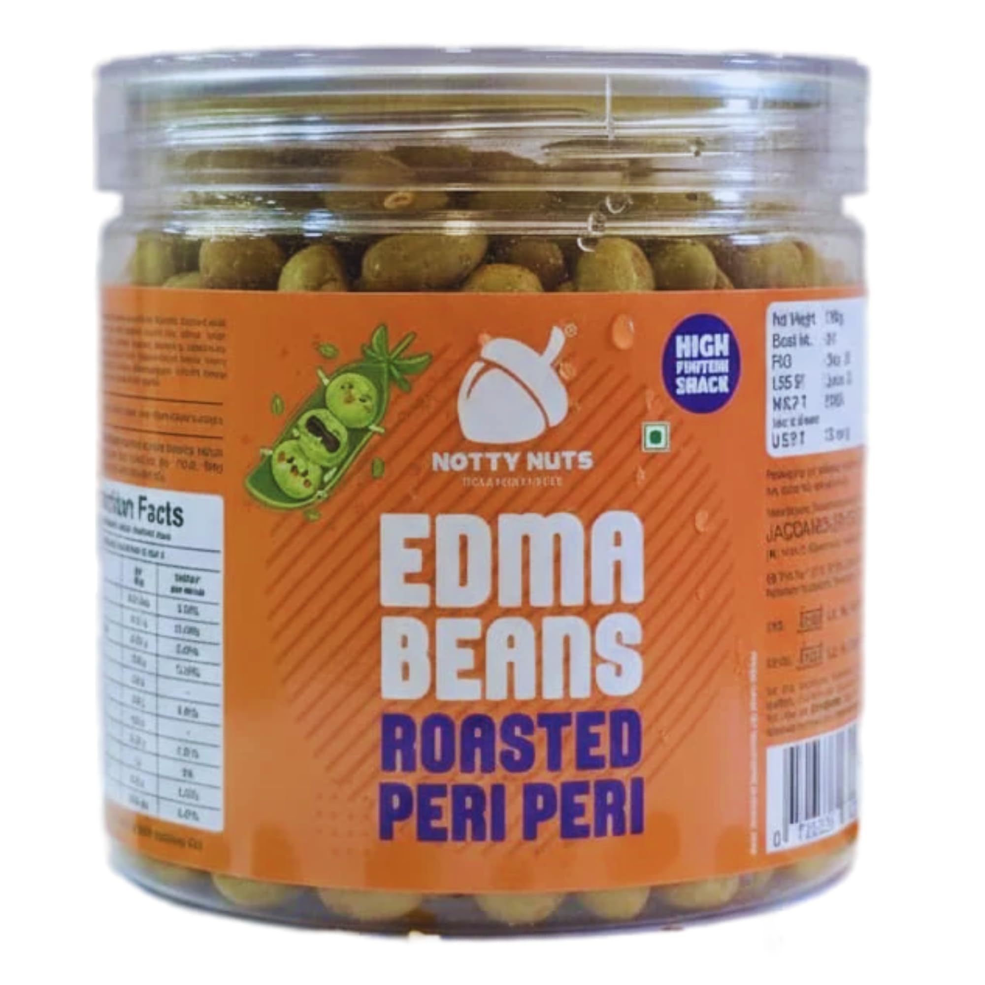 Notty Nuts Roasted Edamame Beans, Peri Peri Flavor | High Protein Healthy Snack with 46g Protein | Healthy Roasted Edma Beans | Gluten-Free, Plant Protein, High Fiber | 150g-image-24