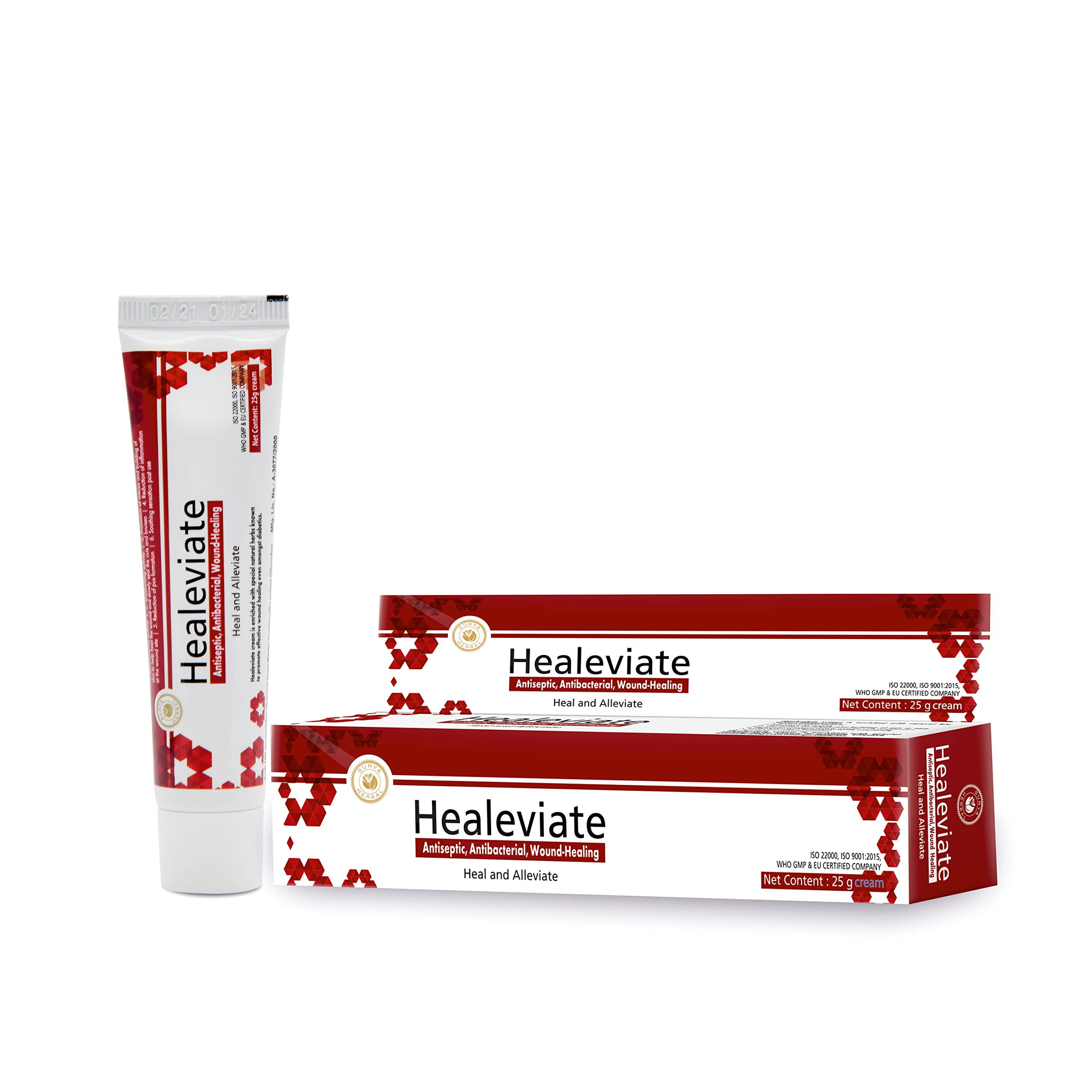 HerbRoot Surya Herbal Healeviate Cream, Antibacterial & Wound-Healing, 25g, (Pack of 5)