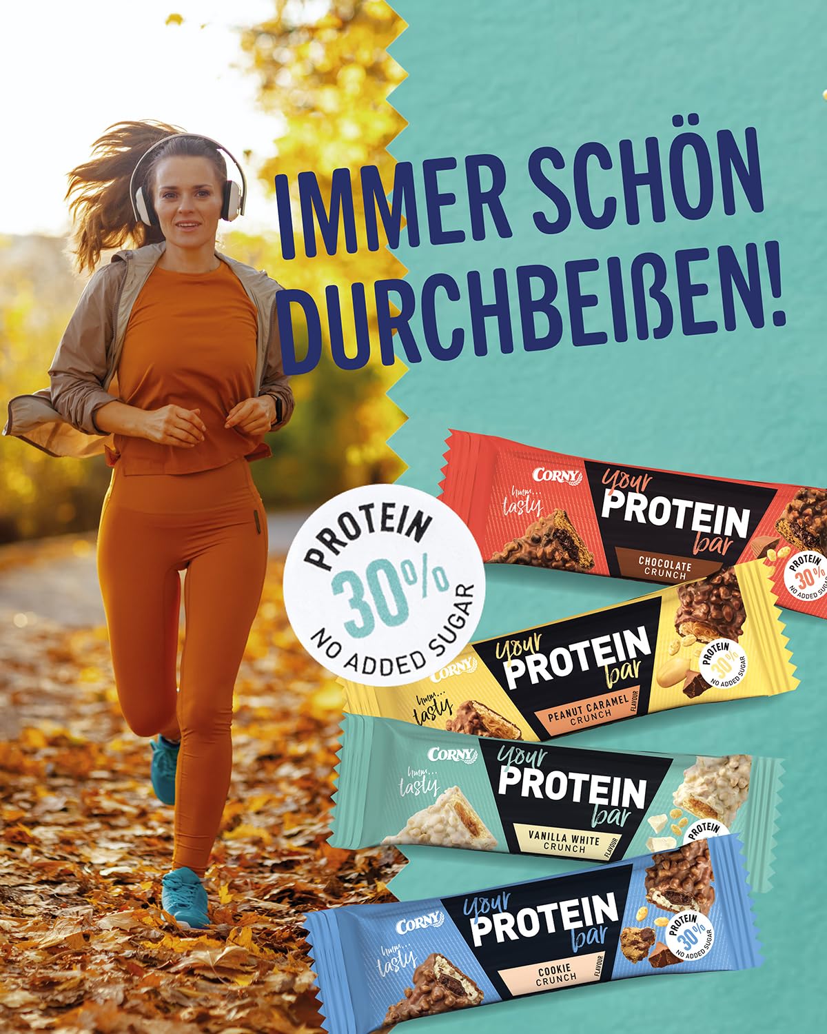 Corny Proteinriegel Peanut Caramel Crunch, 30 Prozent Protein, Eiweißriegel ohne Zuckerzusatz, 12 Stück (1er Pack)