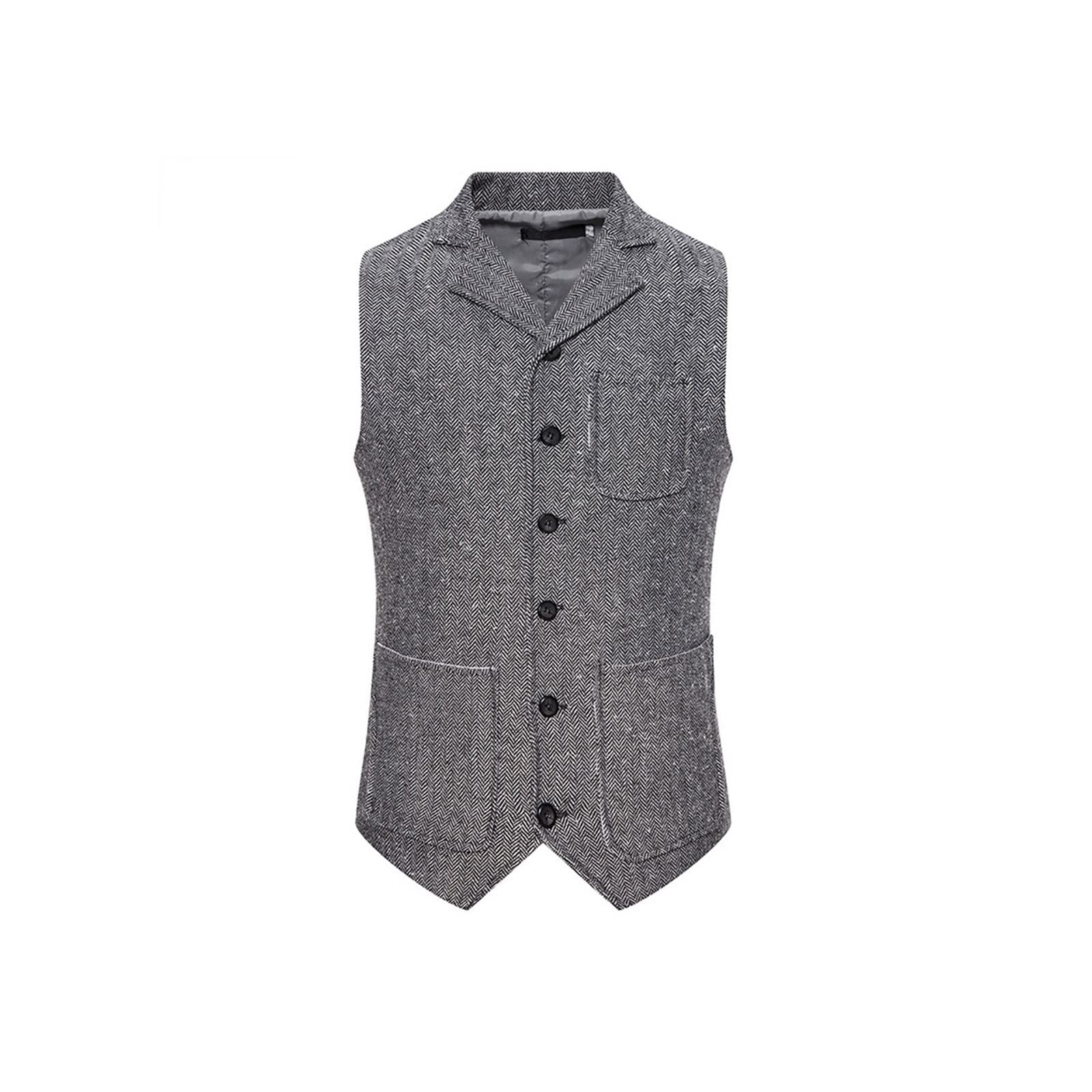 ZADIKOZADIKO Men's Waistcoat, Vests For Men Slim Fit Mens Suit Vest Male Waistcoat Gilet Homme Casual Sleeveless Formal Business Jacket (Size : L)