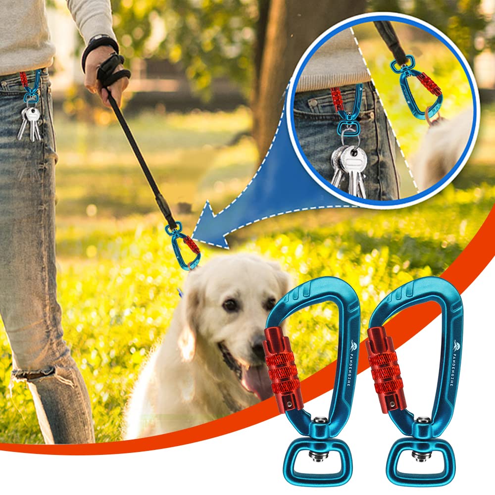 Mousqueton à Verrouillage Automatique de 6,3 cm 4,5 KN 458,6 kg avec Fermoir pivotant pour Laisse de Chien, Porte-clés, Sac à Dos