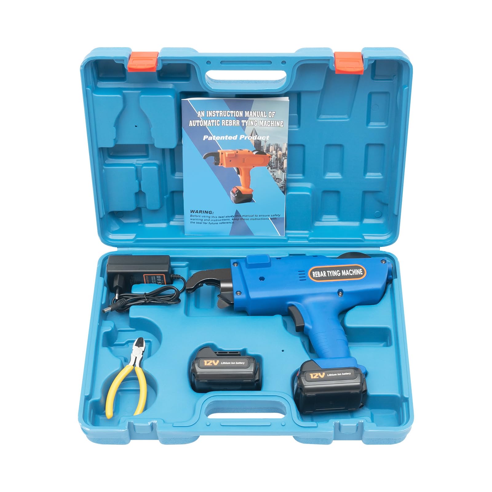 4500 mAh Machine à ligaturer les fils Machine à ligaturer les barres métalliques Rebar Tying Machine de reliure électrique Lieur fil fer d'armatures Professionnel Automatique Pince (Bleu)
