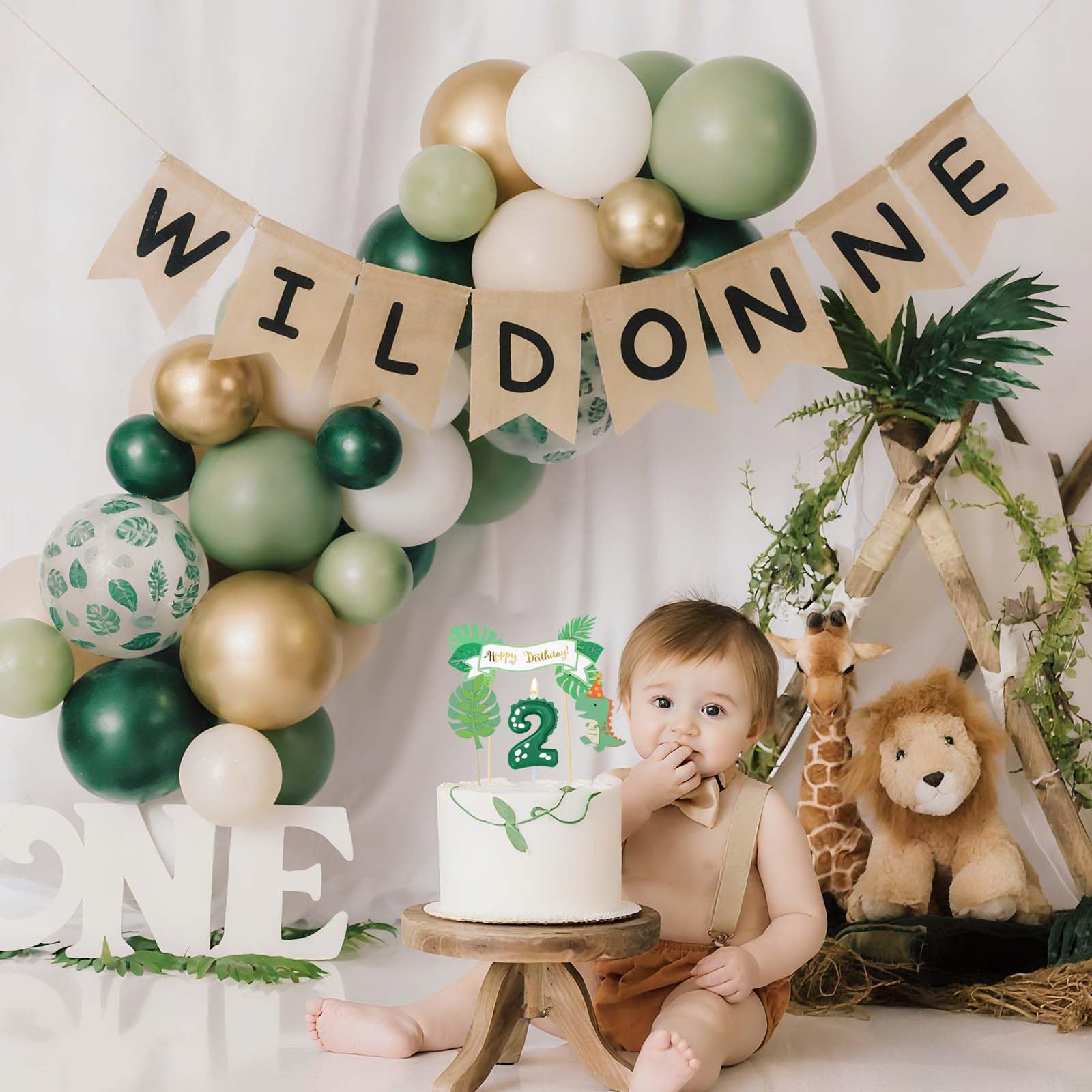 Bougie Dinosaure 2 Ans avec Décoration Gâteau Anniversaire Fête