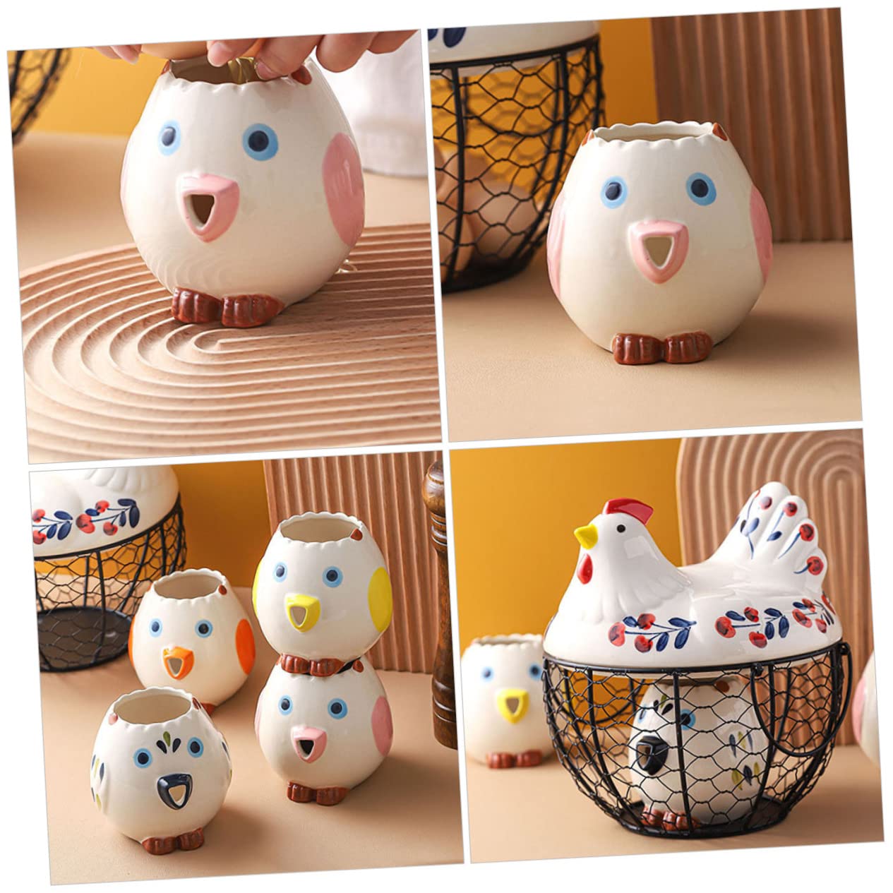 HAKIDZEL Cartoon Egg Separator Ceramic Yolk and Egg White Separator for Kitchen Cute Chicken Design Easy to Clean for Baking and Cooking Kitchen Tool