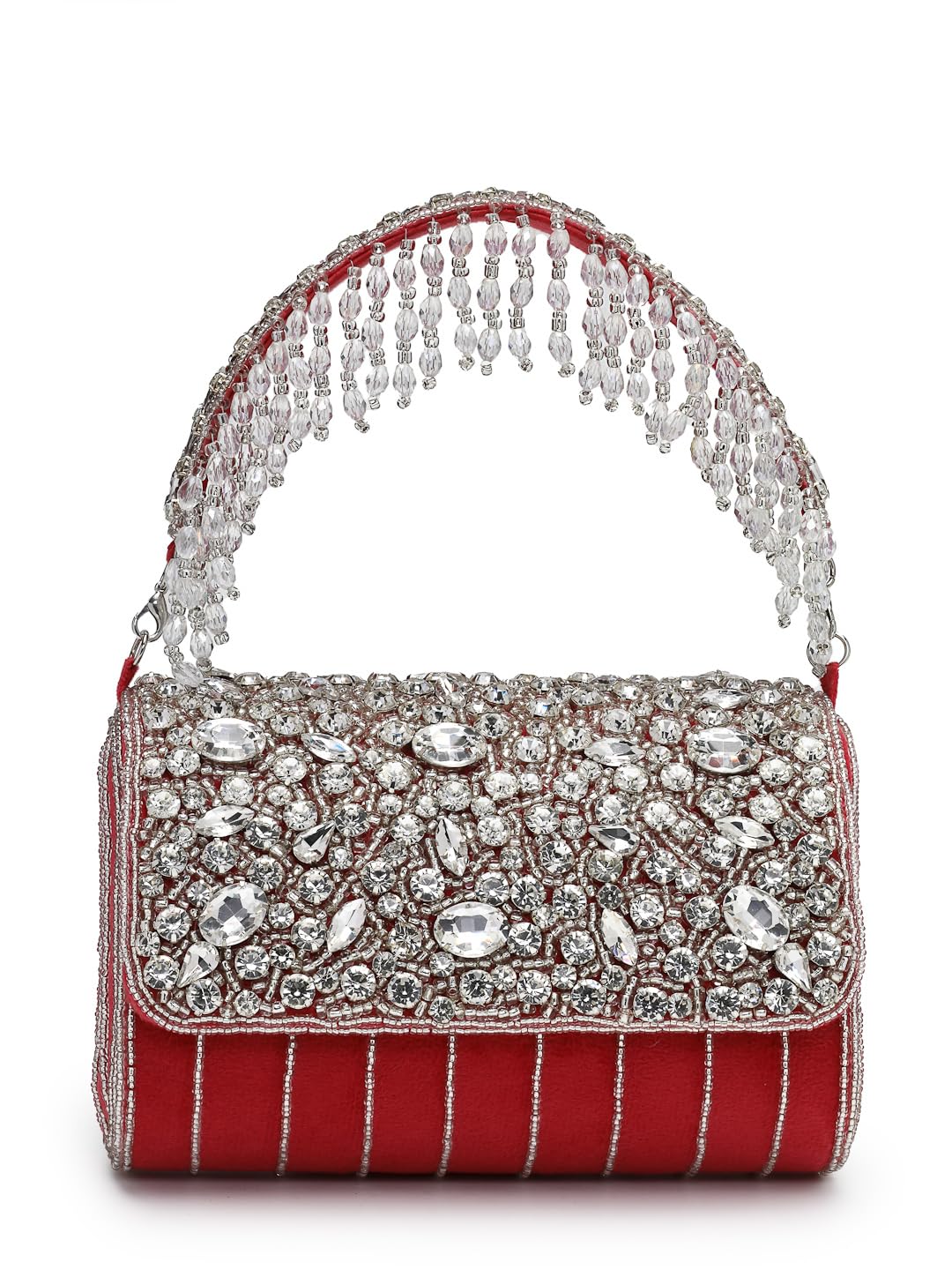 Anekaant Crystal Cascade Suede Embellished Wedding Clutch for Women | Party & Festive Pursen - Review, Price and Buying Guide