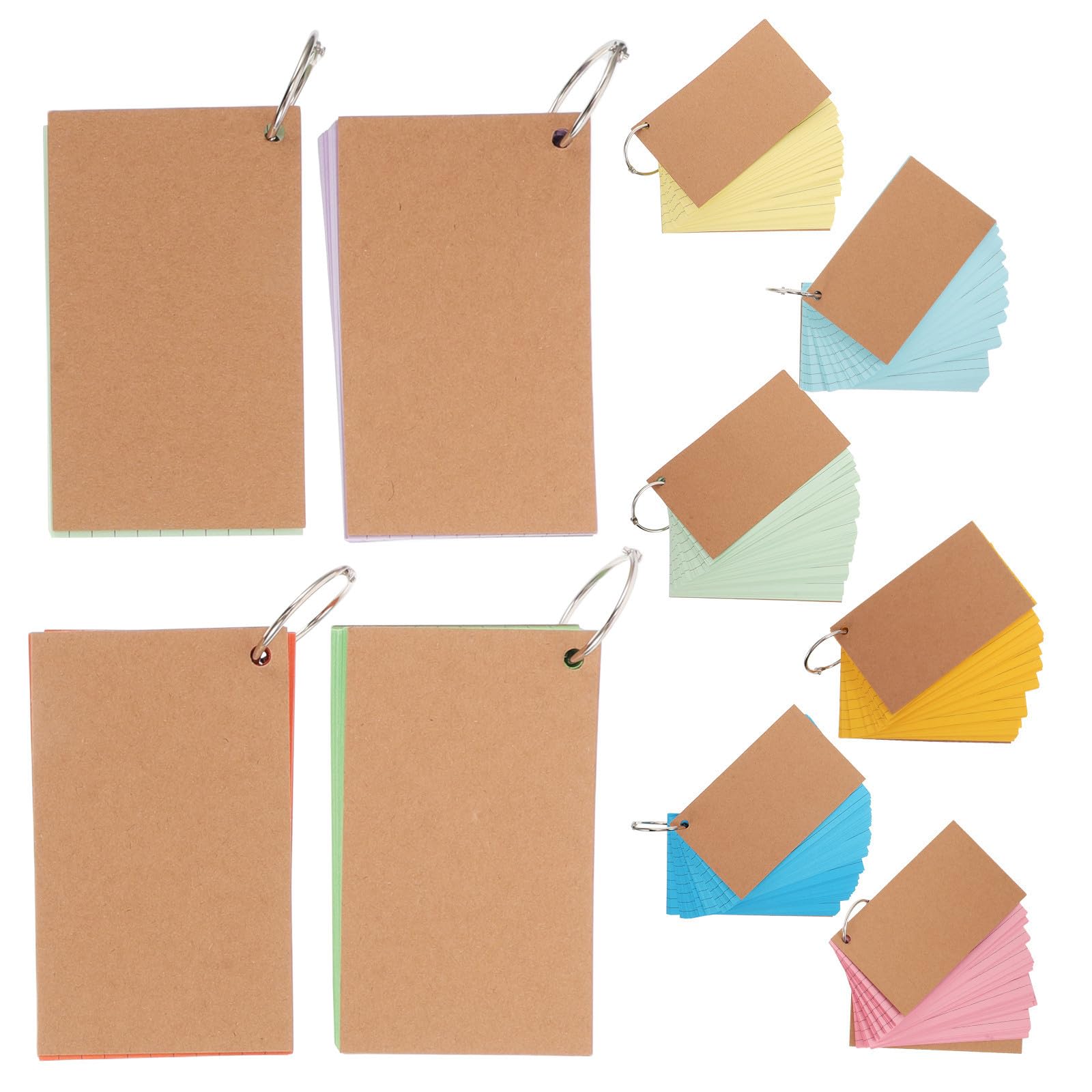 TOPBATHY 10 Stück Linierte Karteikarten Verhindert Tintenbluten Doppelseitige mit Ringbindung aus Papier und Edelstahl Geeignet für Schule und Lernsessions