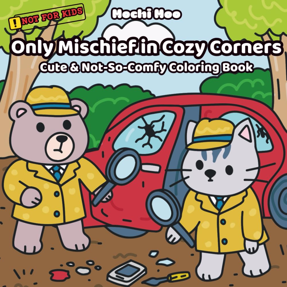 Only Mischief in Cozy Corners: A Cute & Not-So Cozy Mystery Coloring Book of Curious Clues and Adorable Chaos for Teens and Adults