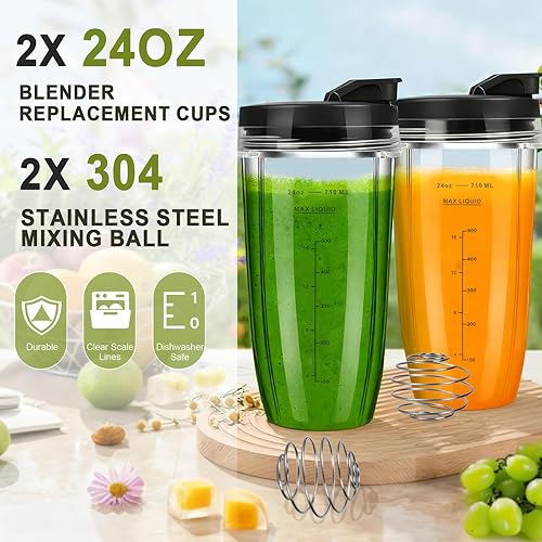 Miniatura 7 de Vasos de licuadora de 24 onzas de repuesto para Ninja, vasos licuadores para licuadora Ninja Auto iQ BL642 BL450 BL480 BN801 SS101 SS351 SS151 SS401