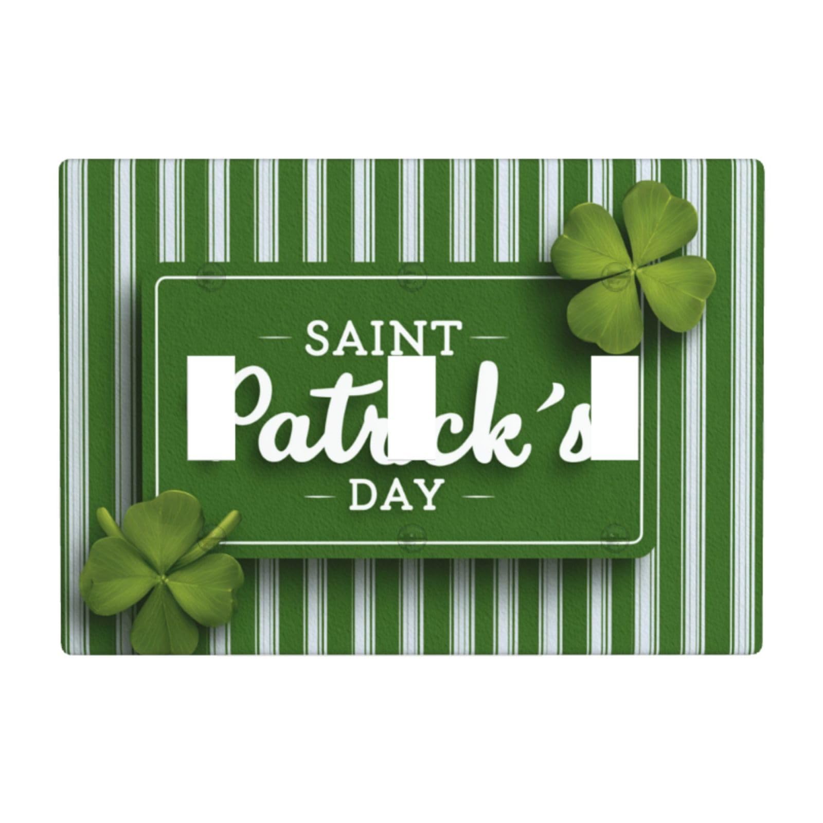 Saint Patrick's Day Shamrock On Green White Stripes Light Switch Covers 3 Gang Triple Toggle Wall Plate Switchplate Electrical Faceplate for Bathroom Kitchen Bedroom Decor