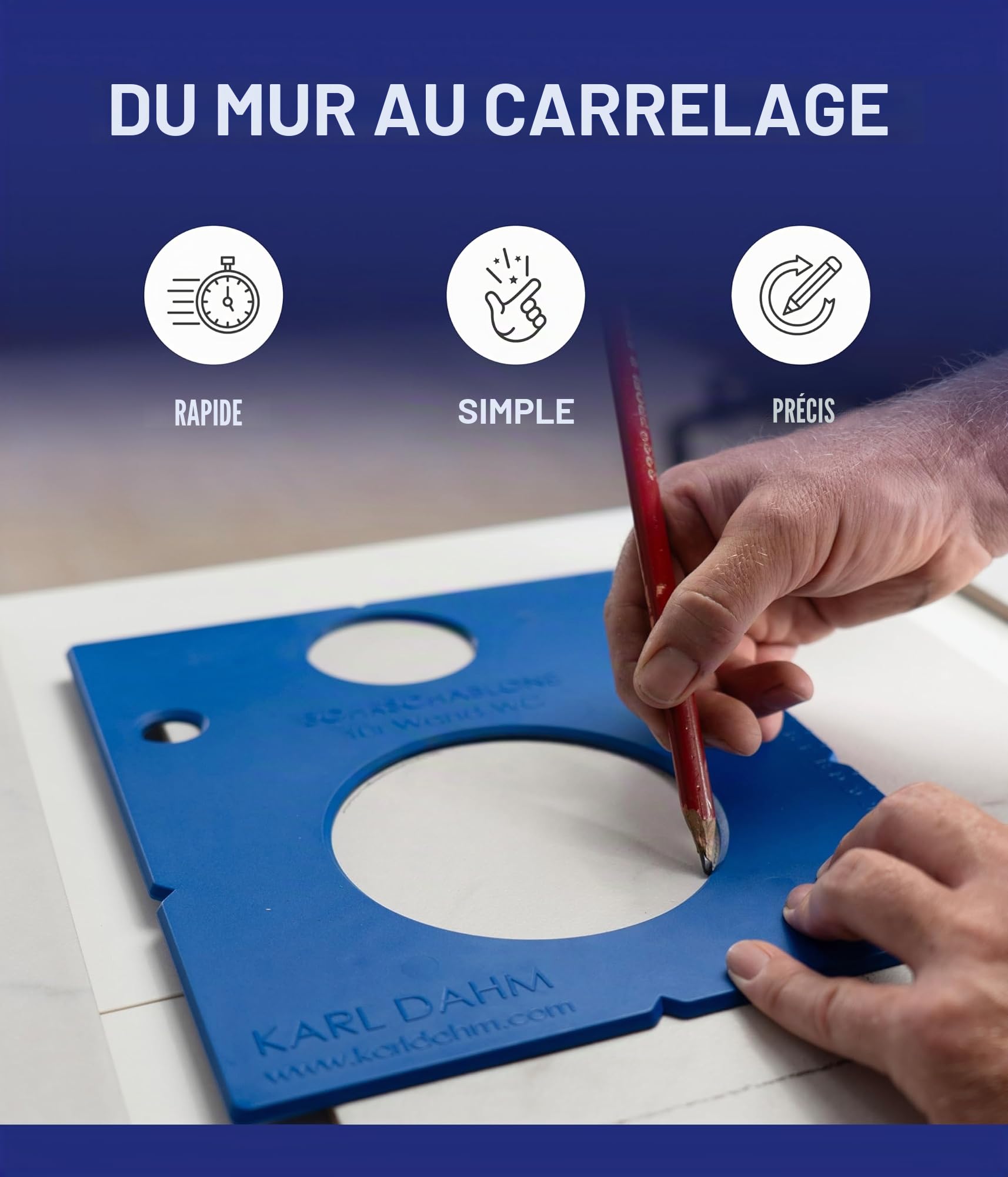 Karl Dahm® Pochoir de signalisation pour raccords de toilettes - Marquages précis pour les installations de toilettes - Utilisation universelle - Idéal pour les systèmes de toilettes, robuste et gain