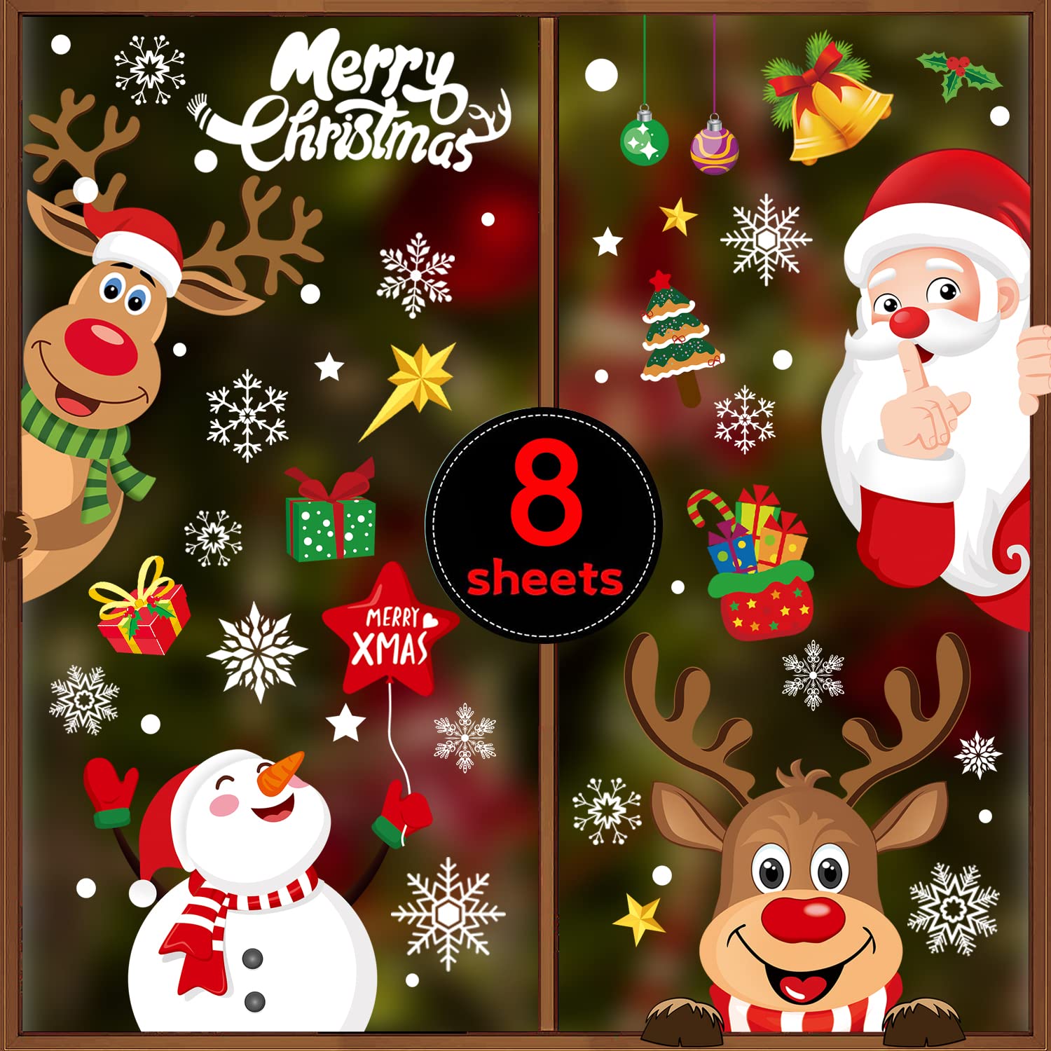 4 Stück Weihnachts-Fensteraufkleber, Doppelseitig Produktbild-Vorschau 3