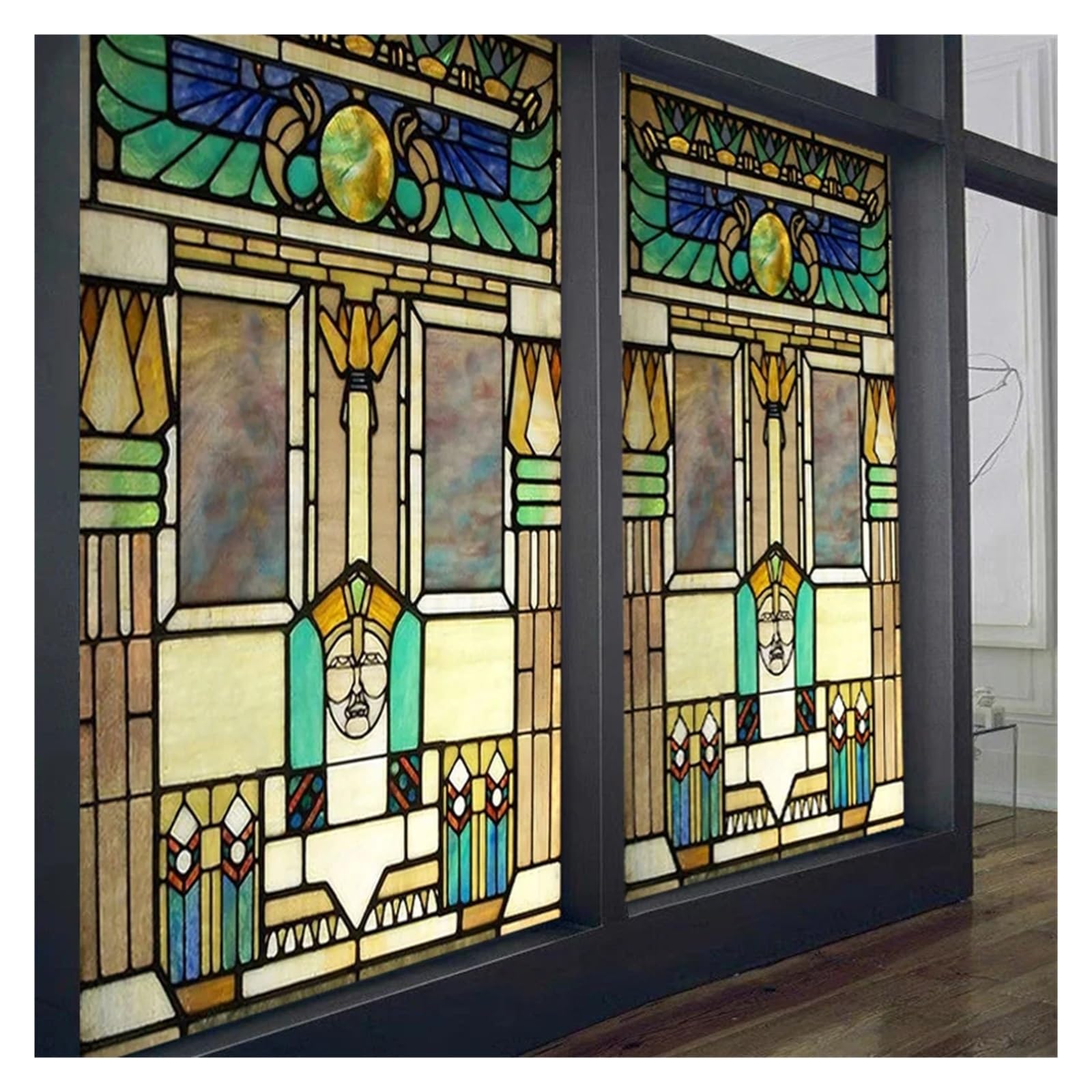 Fensterfolie Buntglas-Fensterfolie, gefrostet, Sichtschutz, statisch haftend, Aufkleber im Retro-Prärie-Stil, for Dusche, Badezimmer, Büro, Heimdeko (Color : 04, Size : 50X80cm)