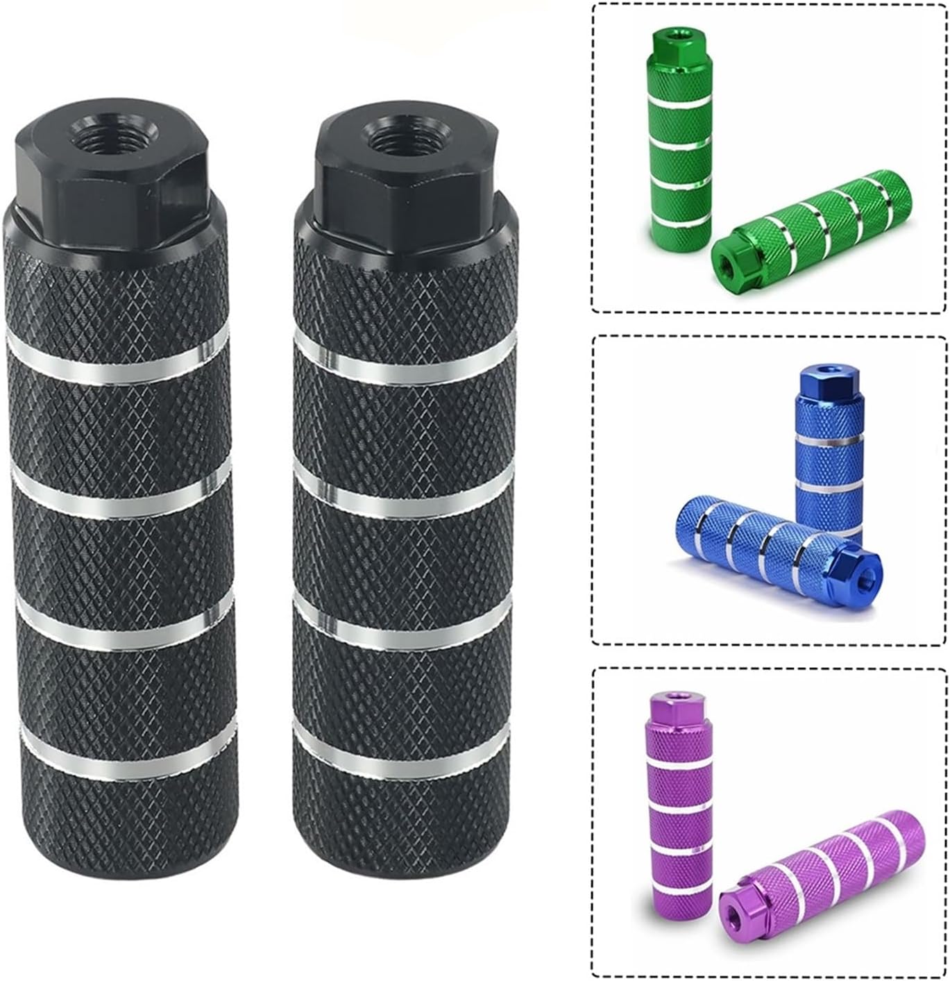 Bike Pegs Bike Pegs Aluminum Alloy BMX Anti Skid Lead Foot Fit 3/8'' Axle Footrest-Lever Cycling Bicycle Accessories(2PC Black)