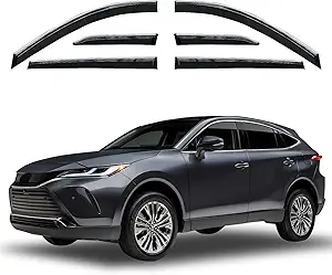 Window Visor 6 Piece Set for Toyota Venza 2021 2022 2023 2024 2025 / Safe RAIN Out-Channel Guard Deflector (for Venza 21-25 6-Piece Set Chrome)