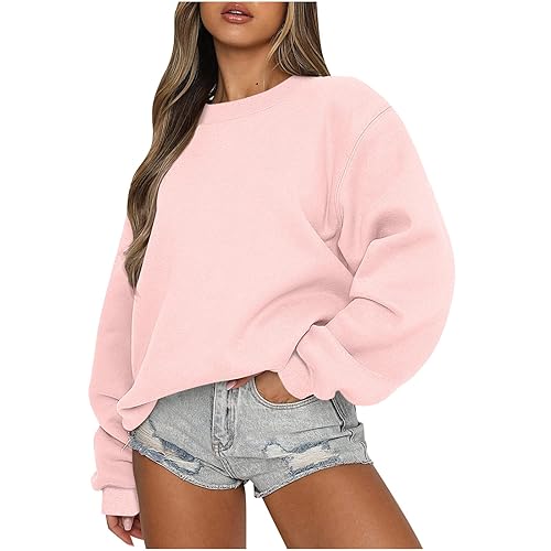 Womens Crew Neck Sweatshirts Oversized Long Sleeve Pullover Hoodie Cute