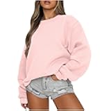 Womens Crew Neck Sweatshirts Oversized Long Sleeve Pullover Hoodie Cute Sweaters Shirts Teens Girls Winter Clothes