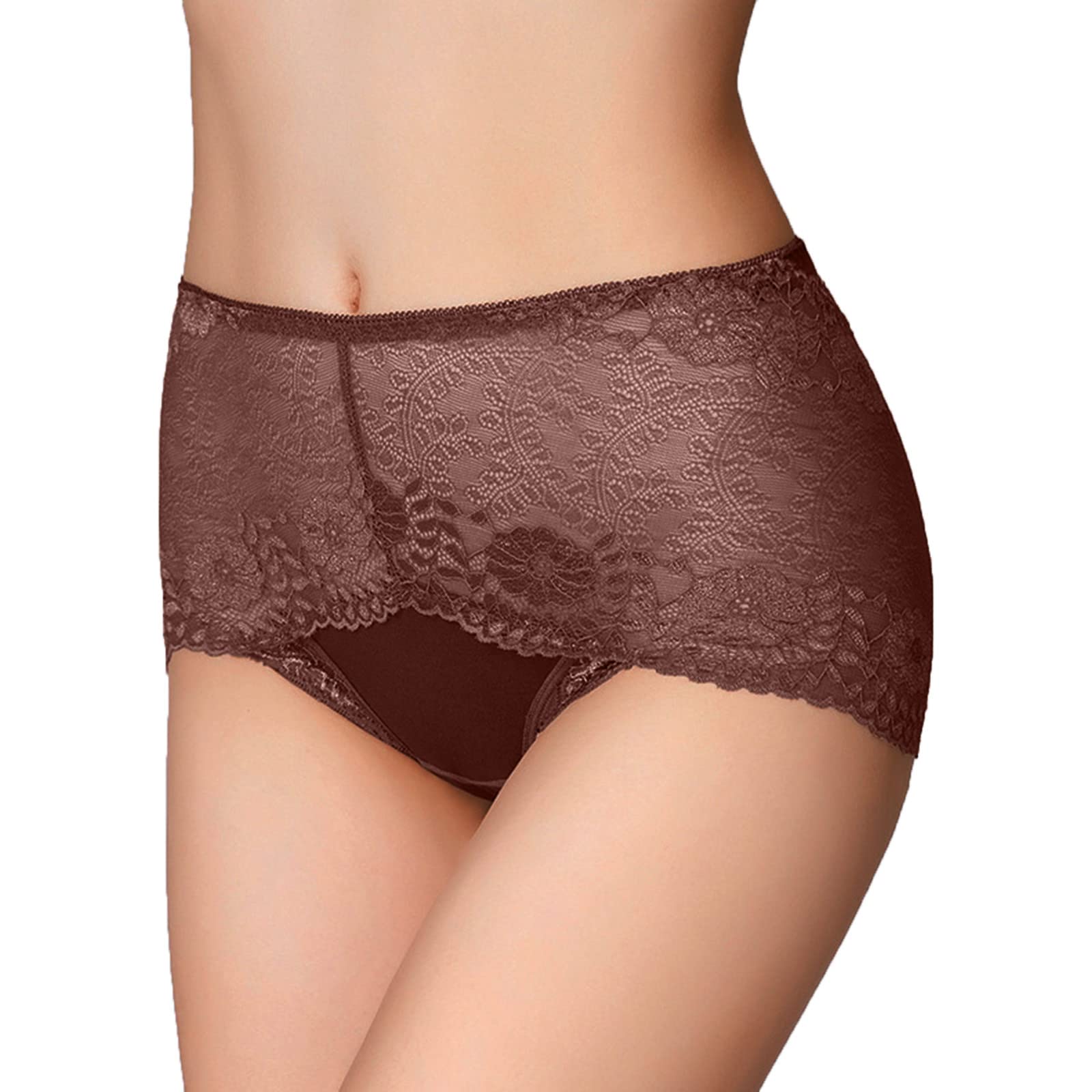 Panties for Women Floral Bikini Lace Briefs Mid Rise Tummy Control Underwear Full Coverage