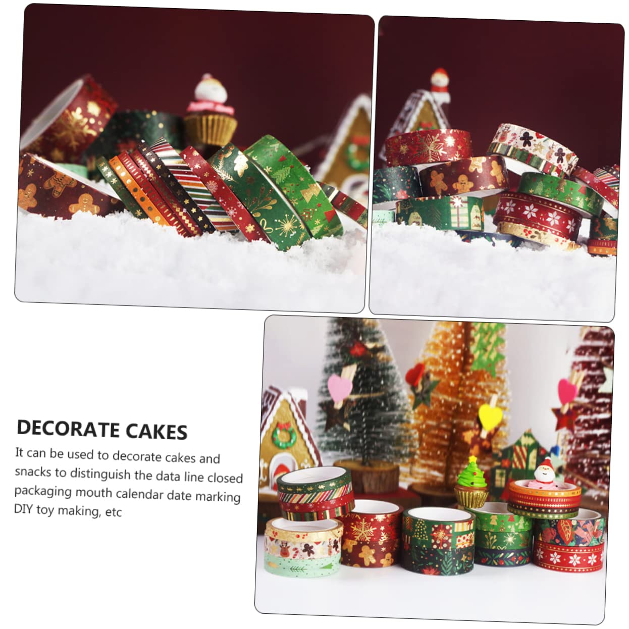 SEWACC 63rollos Cintas Washi Navideñas para Manualidades Decoración Patrones De Navidad para Tarjetas y Atmosfera Festiva