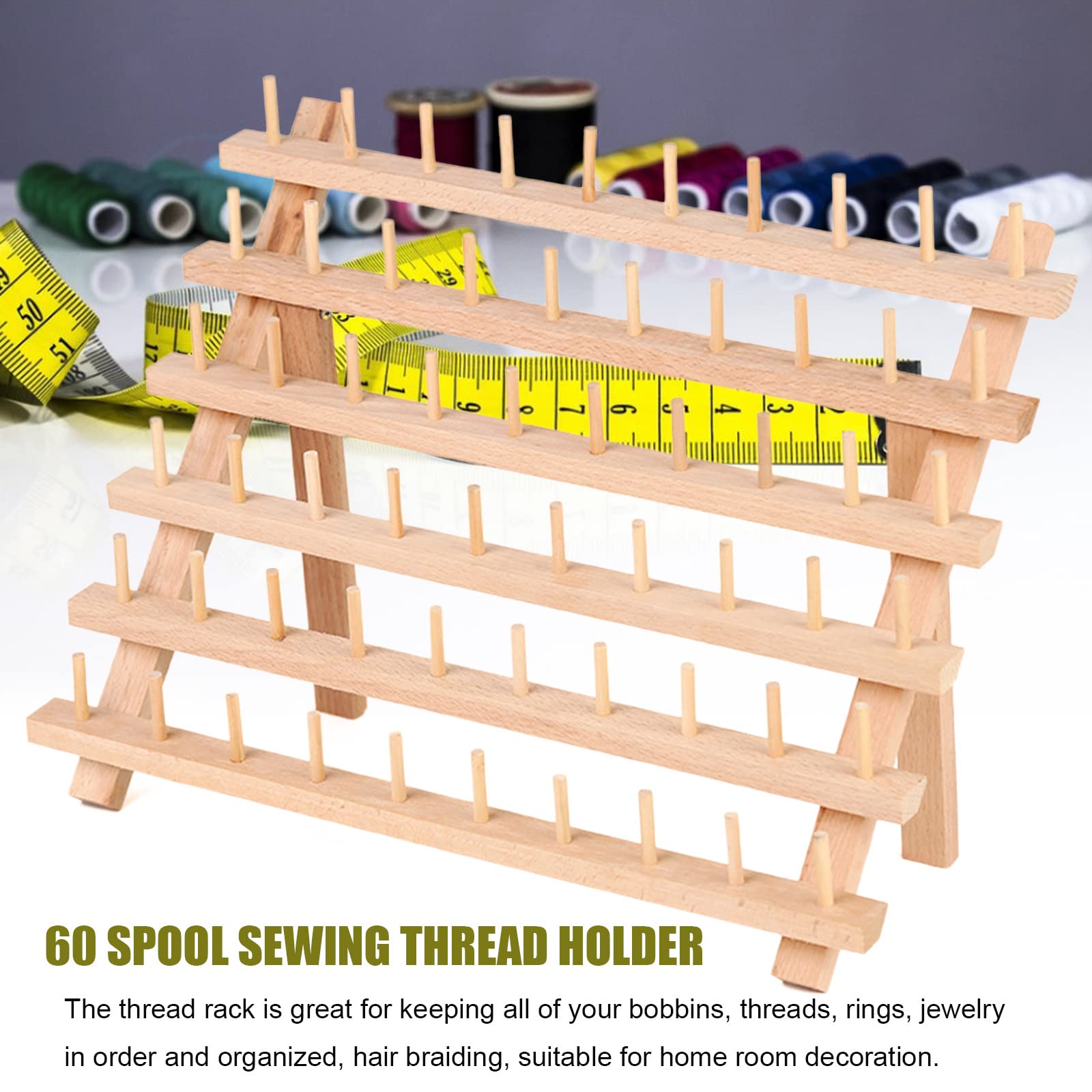 DOITOOL Support De Rangement En Bois Pour Fils à Coudre Et Bobines De Fil