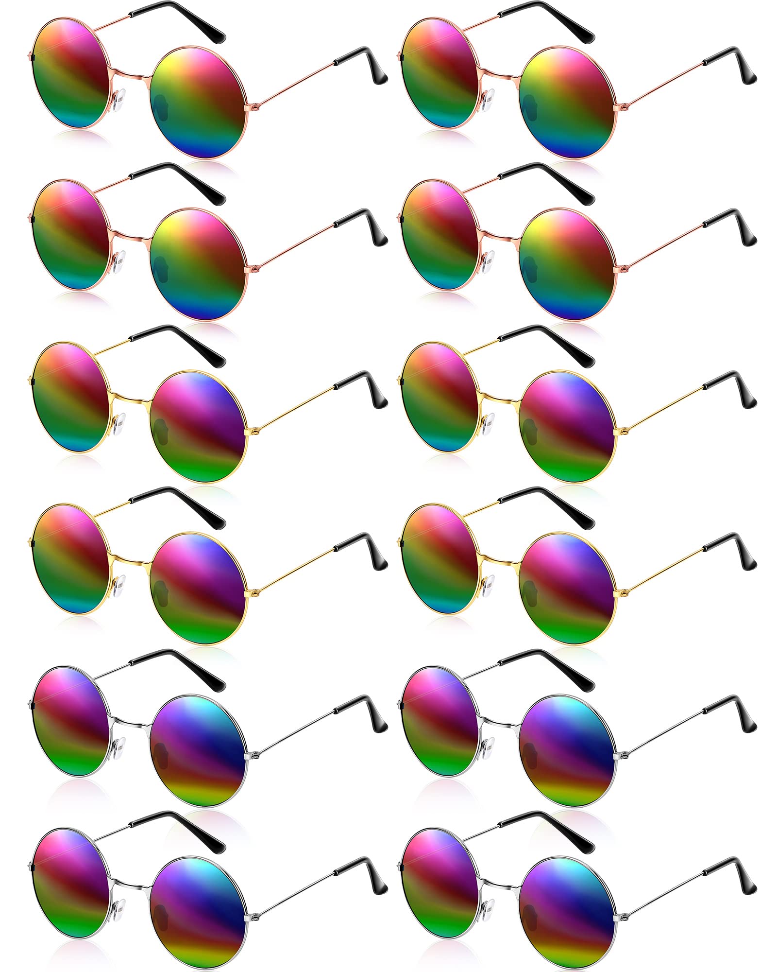 Xuhal Gay Pride Sunglasses LGBTQ Pride Glasses Retro Round Polarized Rainbow Sunglasses Classic Hippie Tinted Glasses