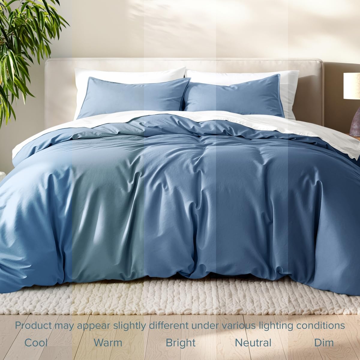 Bare Home Duvet Cover Set 1800 Ultra-Soft (Queen, Coronet Blue) view 8
