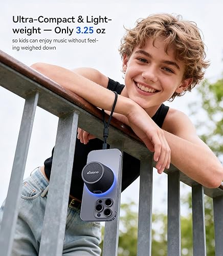 Miniatura 5 de Pequeño altavoz Bluetooth regalos para adolescentes: regalos de San Valentín para él y ella, altavoz magnético portátil 3 en 1 con luces de 9 modos,