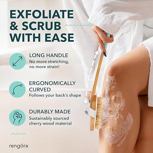 Miniatura 2 de Cepillo de espalda de mango largo para ducha, cepillo de cerdas de jabalí de 18 pulgadas, cepillo de baño de madera, cepillo de limpieza de espalda,