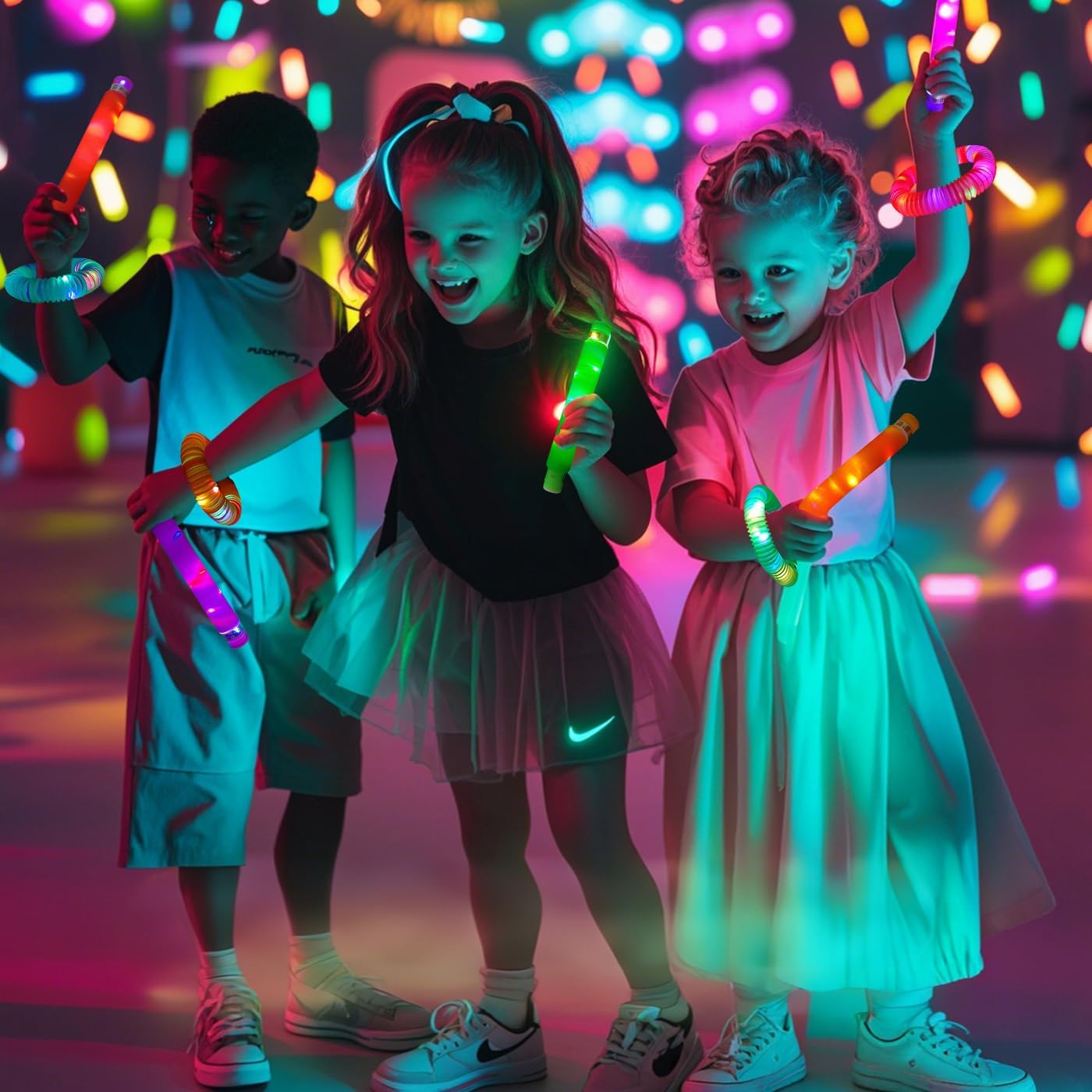 OceanWings 24PC Lights up Pop Tube Set for Kids Adults,Valentine's Day Glow Sticks Stretchy Tube Fidget Toys for Classroom Prizes Birthday Concert Glow in the Dark Party Supplies Favor for Boy Girl - Image 5