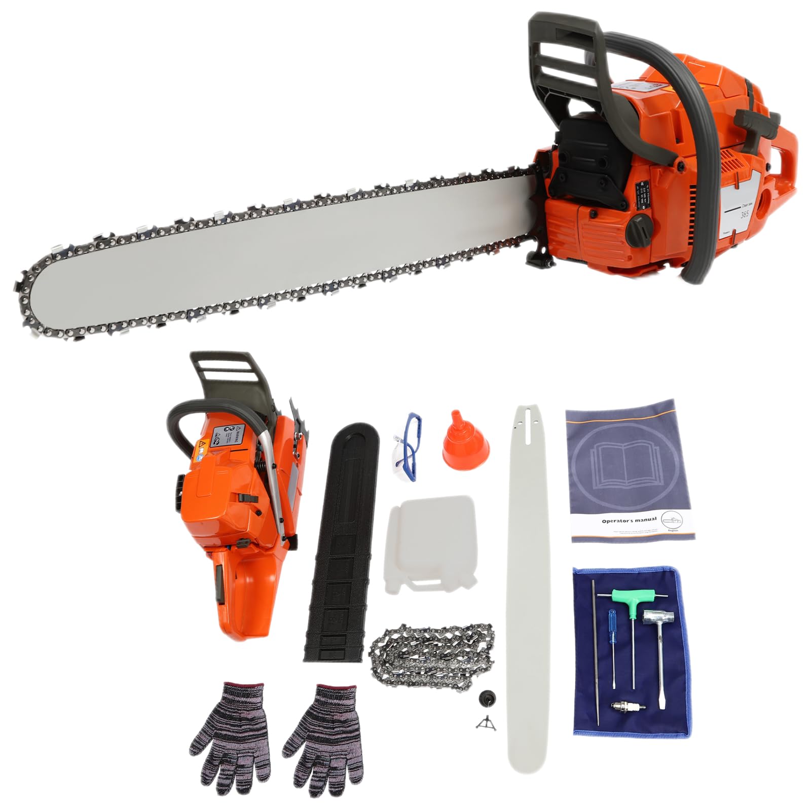 24Inch Gas Chainsaw, 65CC 2 Stroke Gas Powered Chainsaws Handheld Cordless Petrol Gasoline Chain Saw, w/Carburetor, Air Purification System for Wood Pruning, Tree Stump Trimming