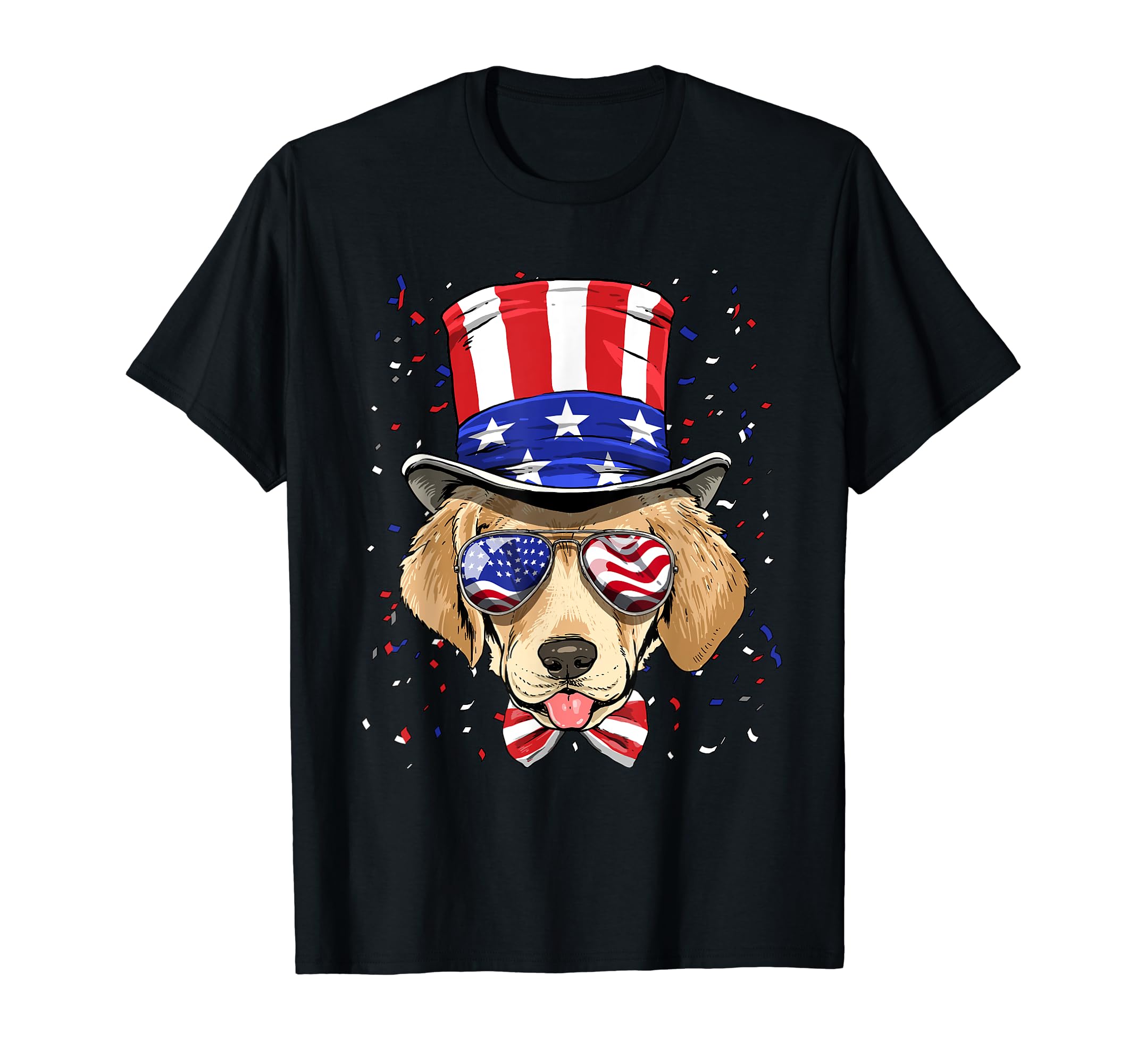 Labrador 4th of July American Dog USA Flag T-Shirt, Black