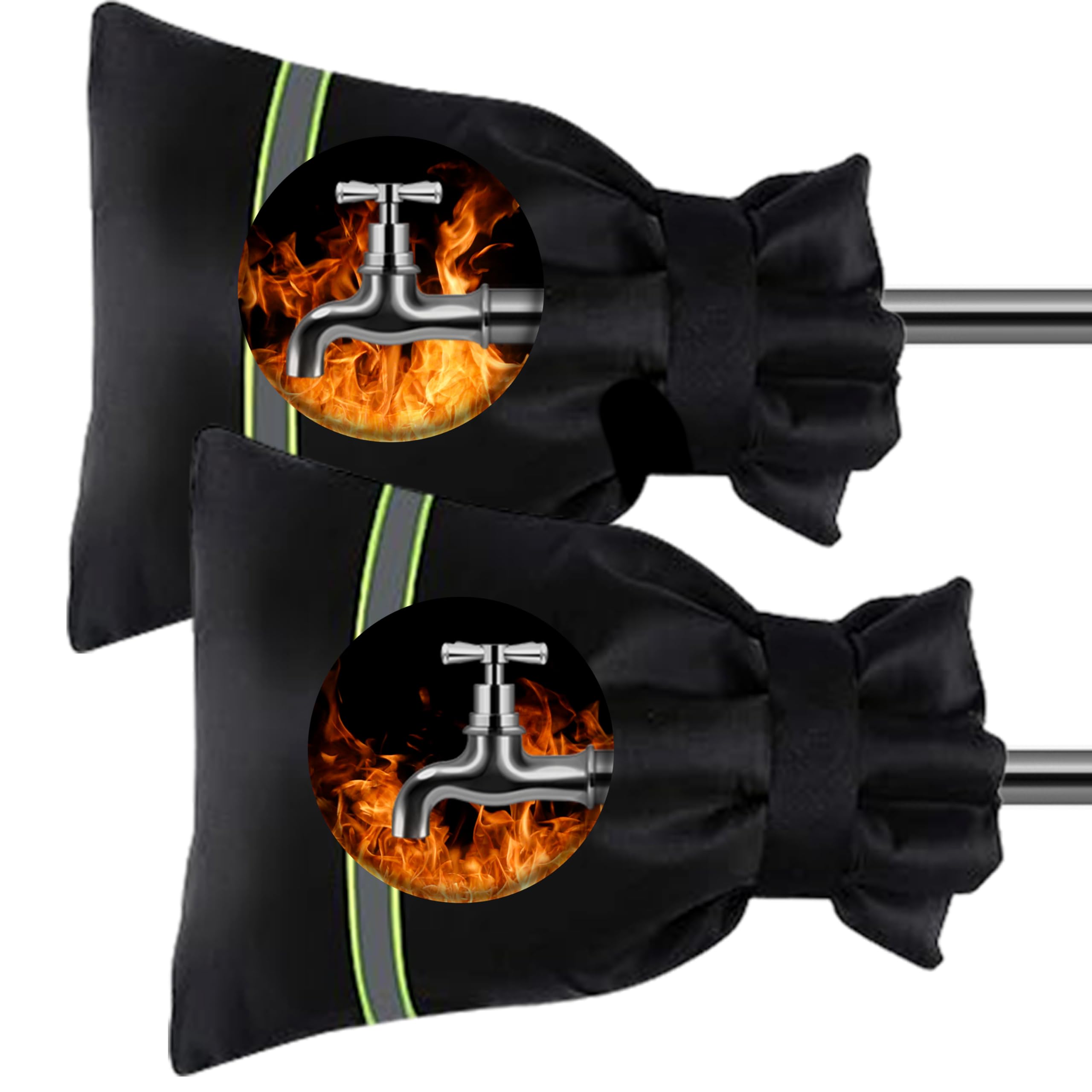 My Garden Outdoor Living Black My Garden Insulated Outside Tap Covers For Winter 2Pack Large Tap Cover For Outdoor Thermal Thickened Frost Jacket Waterproof Faucet Cover With Reflective Strip Protects Taps Faucets From Freezing