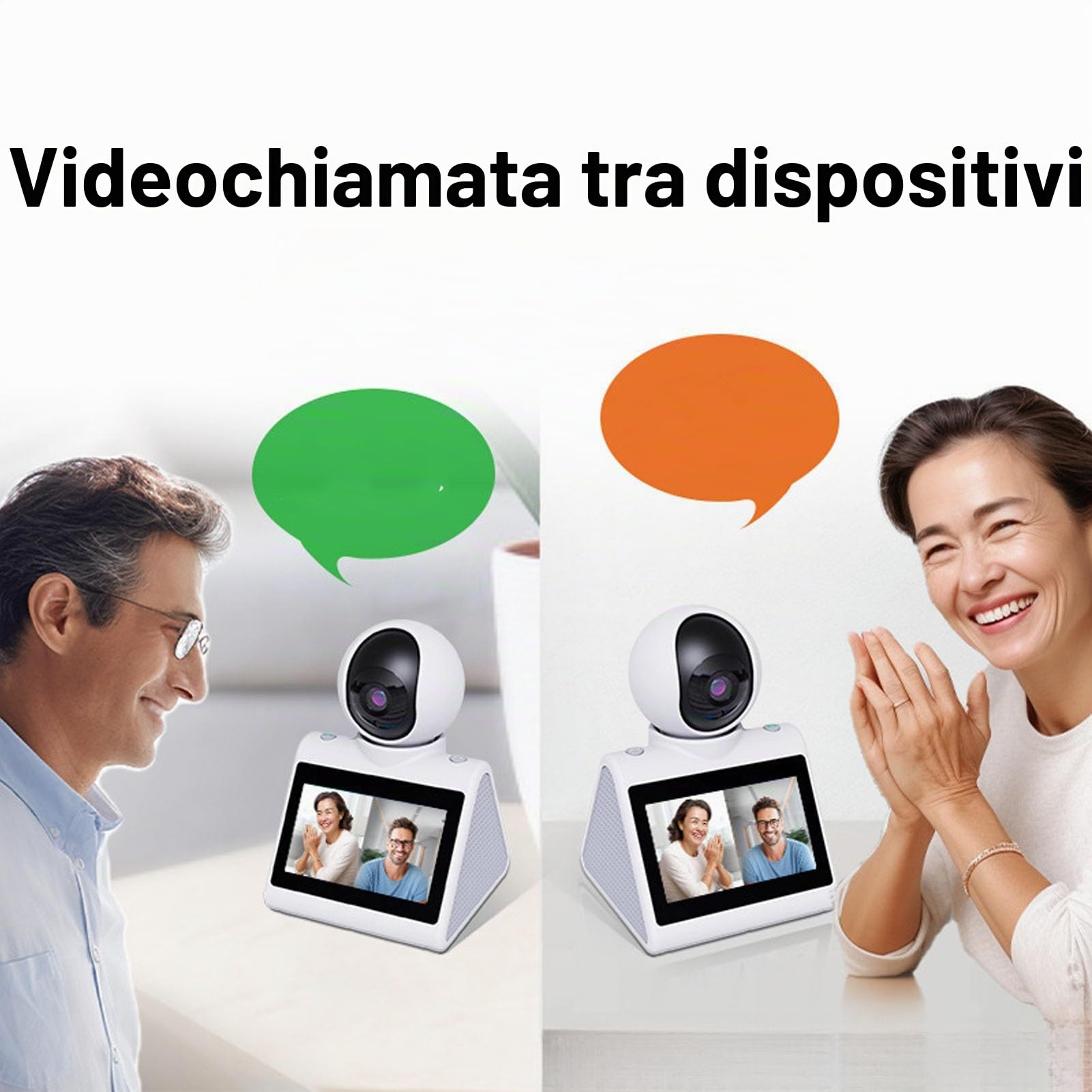 Sxhlseller Videocamera per Videochiamate Bidirezionale con Schermo IPS HD da 4,3 Pollici e Funzione Vocale AI, Videocamera per Animali Domestici da 2 MP 1080P per Cani e Anziani,