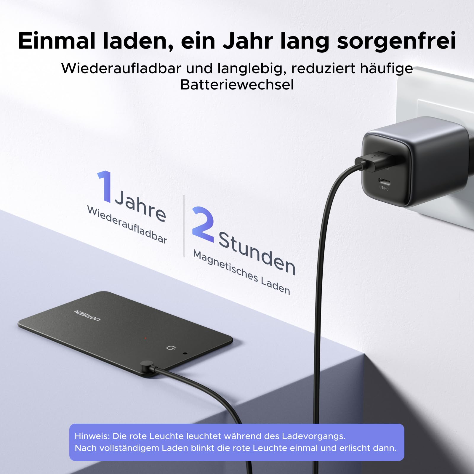 UGREEN FineTrack Slim S Kompatibel mit Samsung SmartThings, Rückwärtssuche des Handys, 7 Tage Verlaufsverfolgung, wiederaufladbarer Walletfinder, IP68 Wasserdicht, Bluetooth Tracker für Galaxy Handy